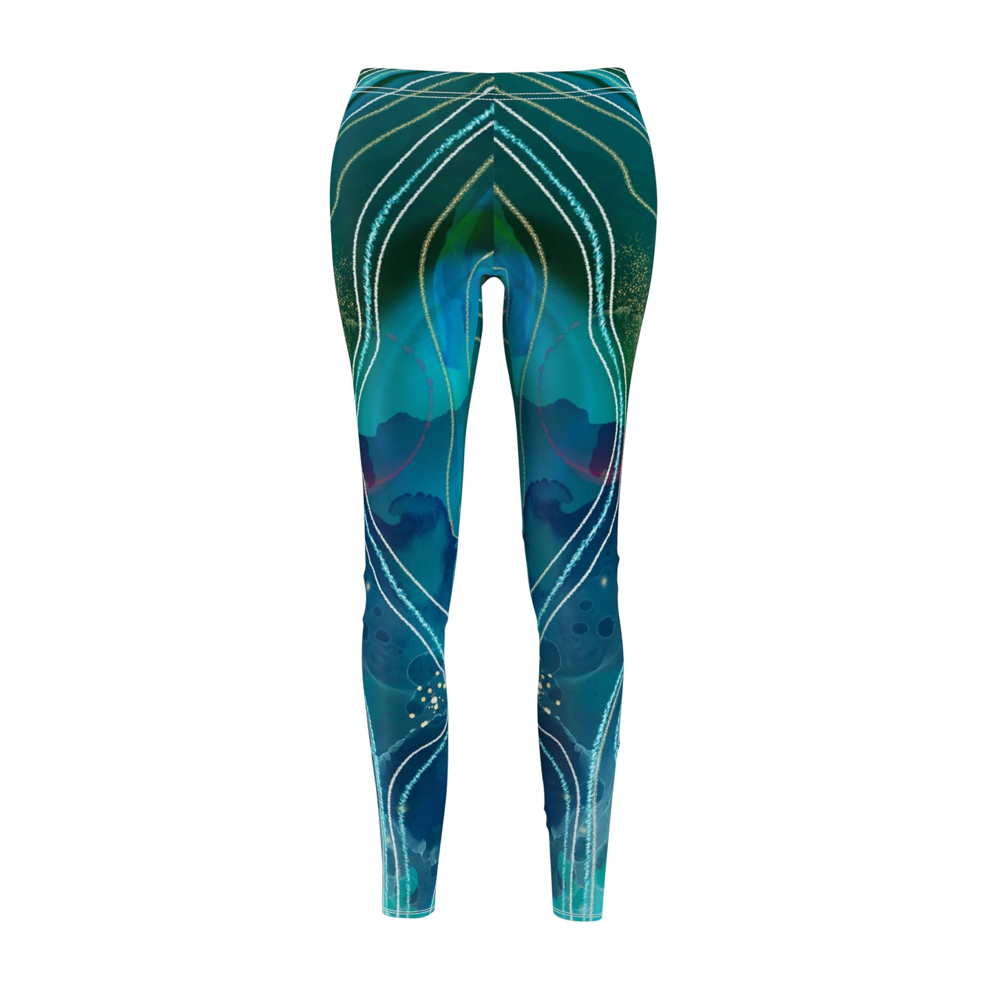 Women's Multi-Color Blue Casual Leggings, Celestial Colored Leggings for Women, Women Yoga Pants, Cute Colorful Women Yoga Pants