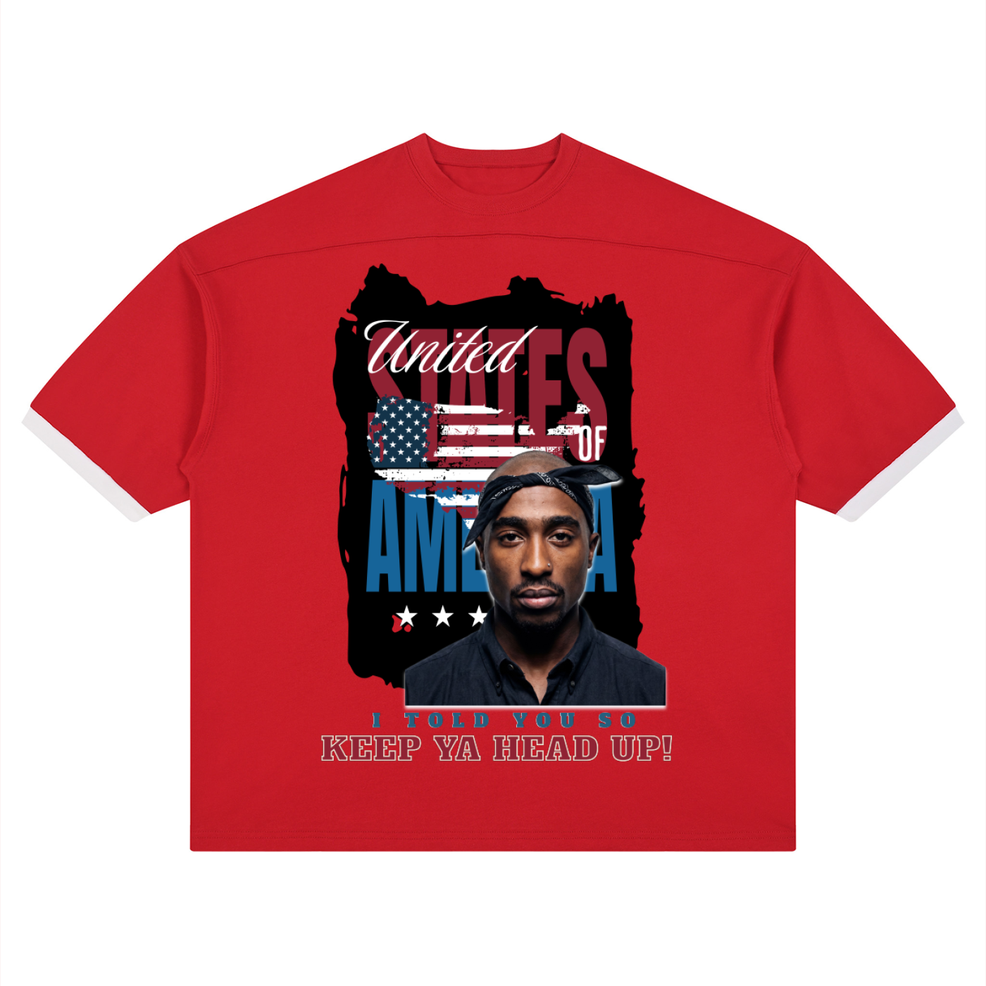 2Pac Unisex Color Block Drop Shoulder T-Shirt