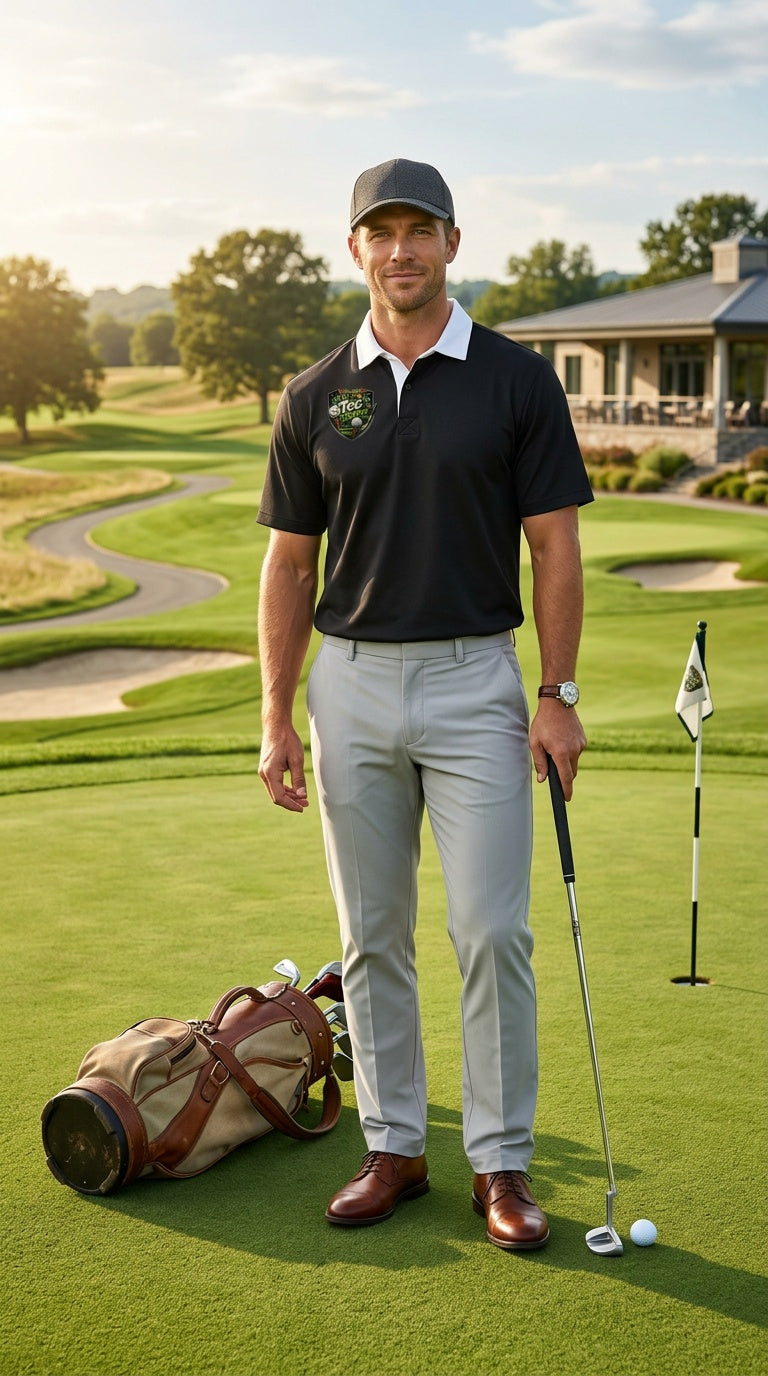 "It's Tee Time" Essential Contrast Polo Golf Shirt