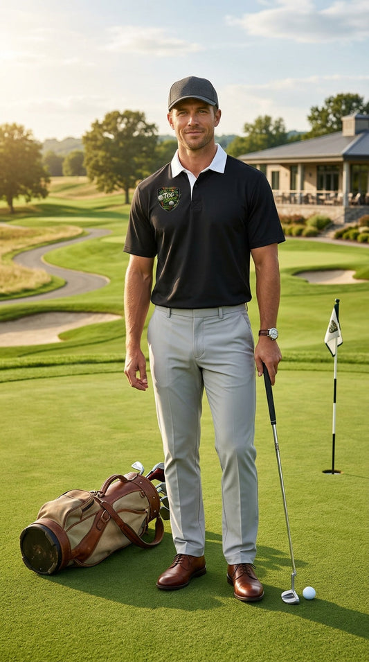"It's Tee Time" Essential Contrast Polo Golf Shirt
