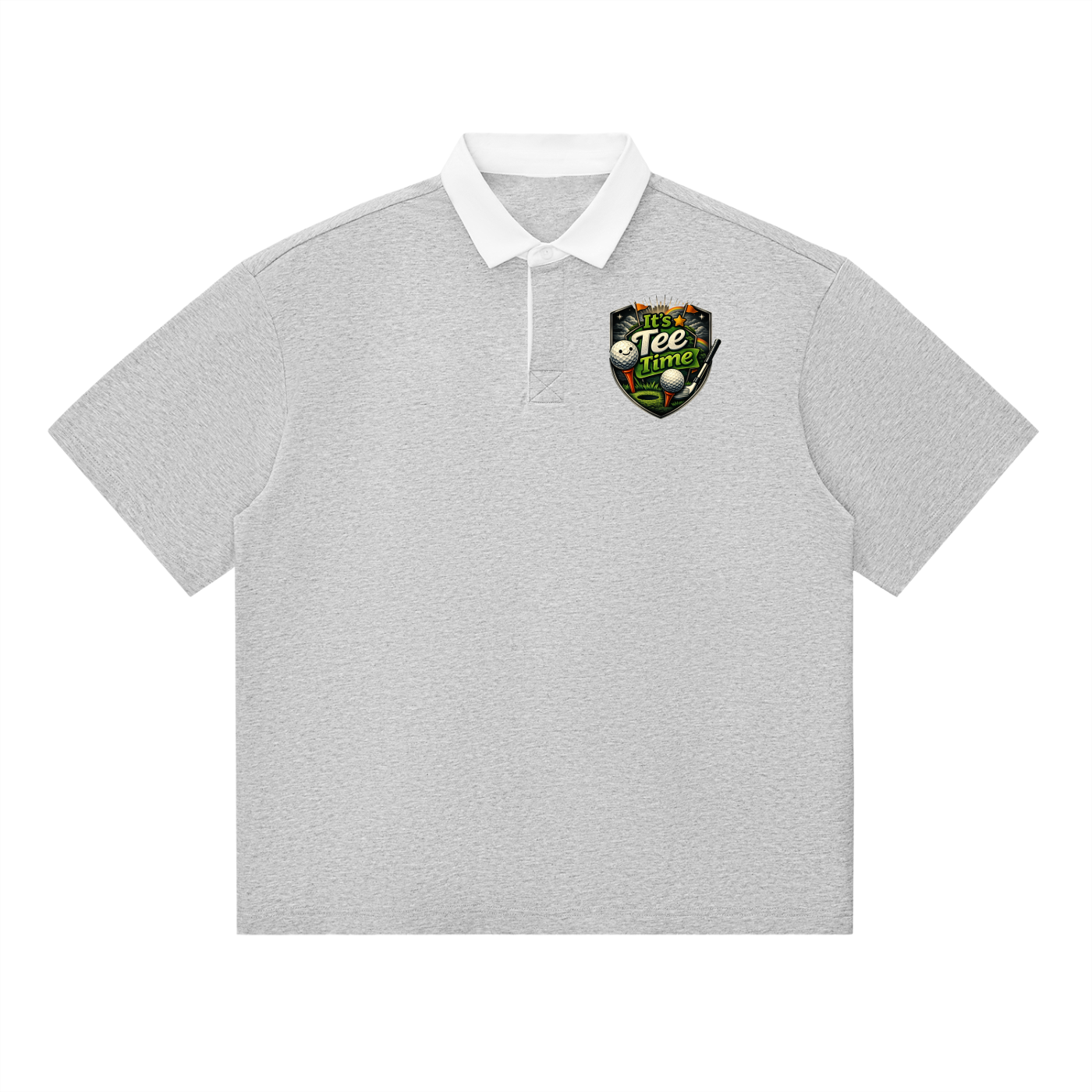 "It's Tee Time" Essential Contrast Polo Golf Shirt