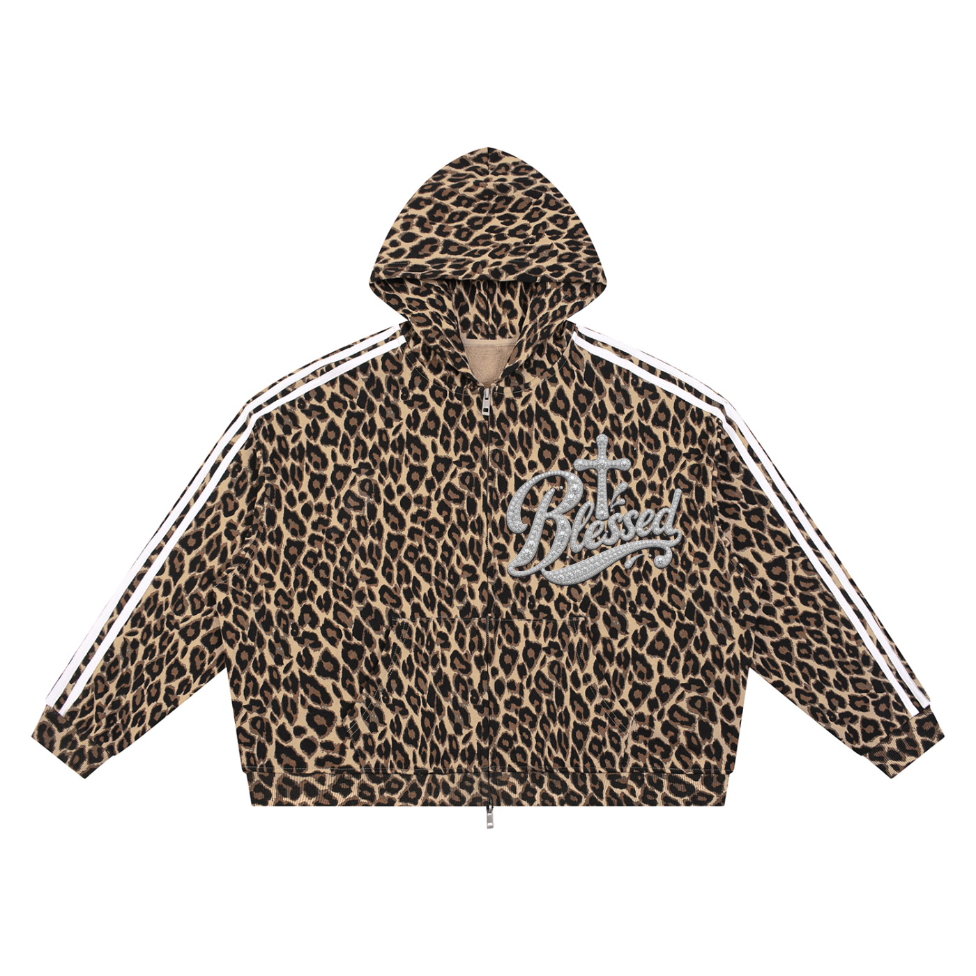 Unisex Leopard Full Zip Hoodie