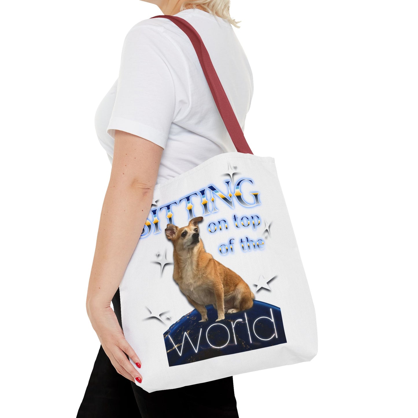 Personalized Tote Bag — "Sitting on Top of the World" Corgi Tote
