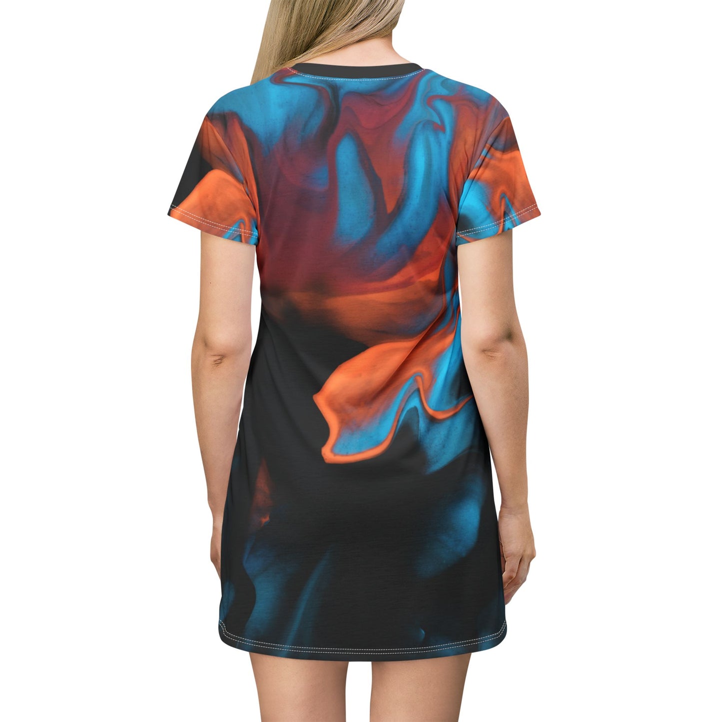 Vibrant Marble T-Shirt Dress for Casual Style, Cute Summer T-Shirt Dress for Women and Teens, Matching Bikini Sold Separately