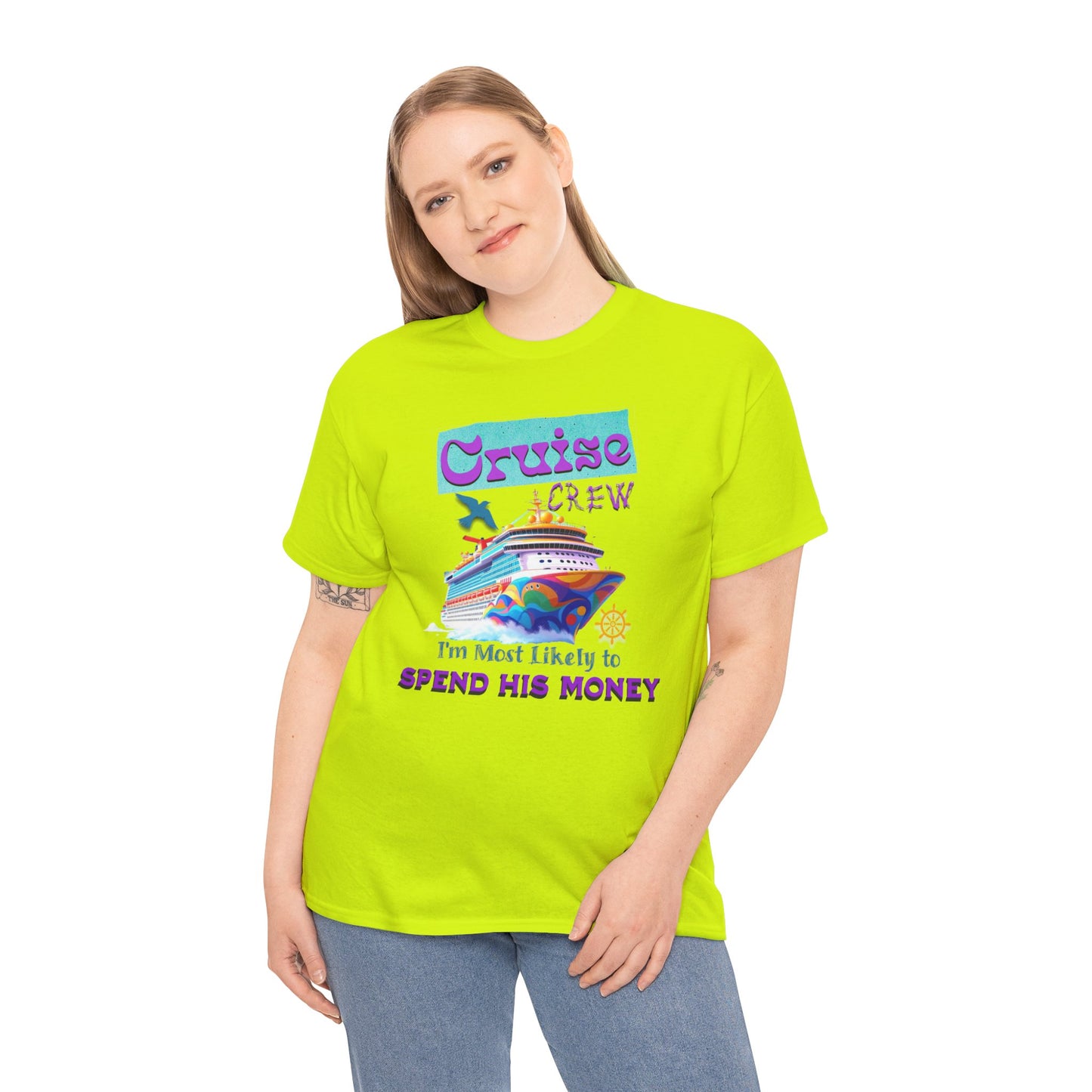 Funny Cruise Crew Tee, Vacation T-Shirt, Gift for Cruise Lovers, Vacation Humor Apparel, Travel Enthusiast Shirt, Spend His Money Tee