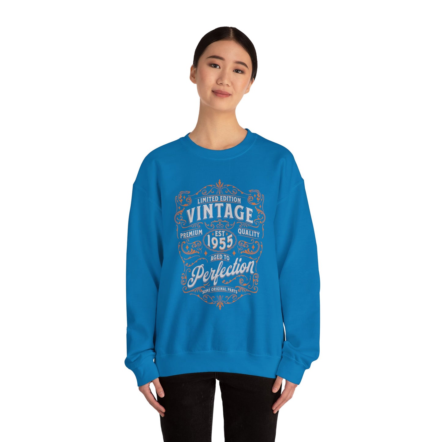 Personalized Vintage Perfection Crewneck Sweatshirt – Retro Graphic Pullover Shirt