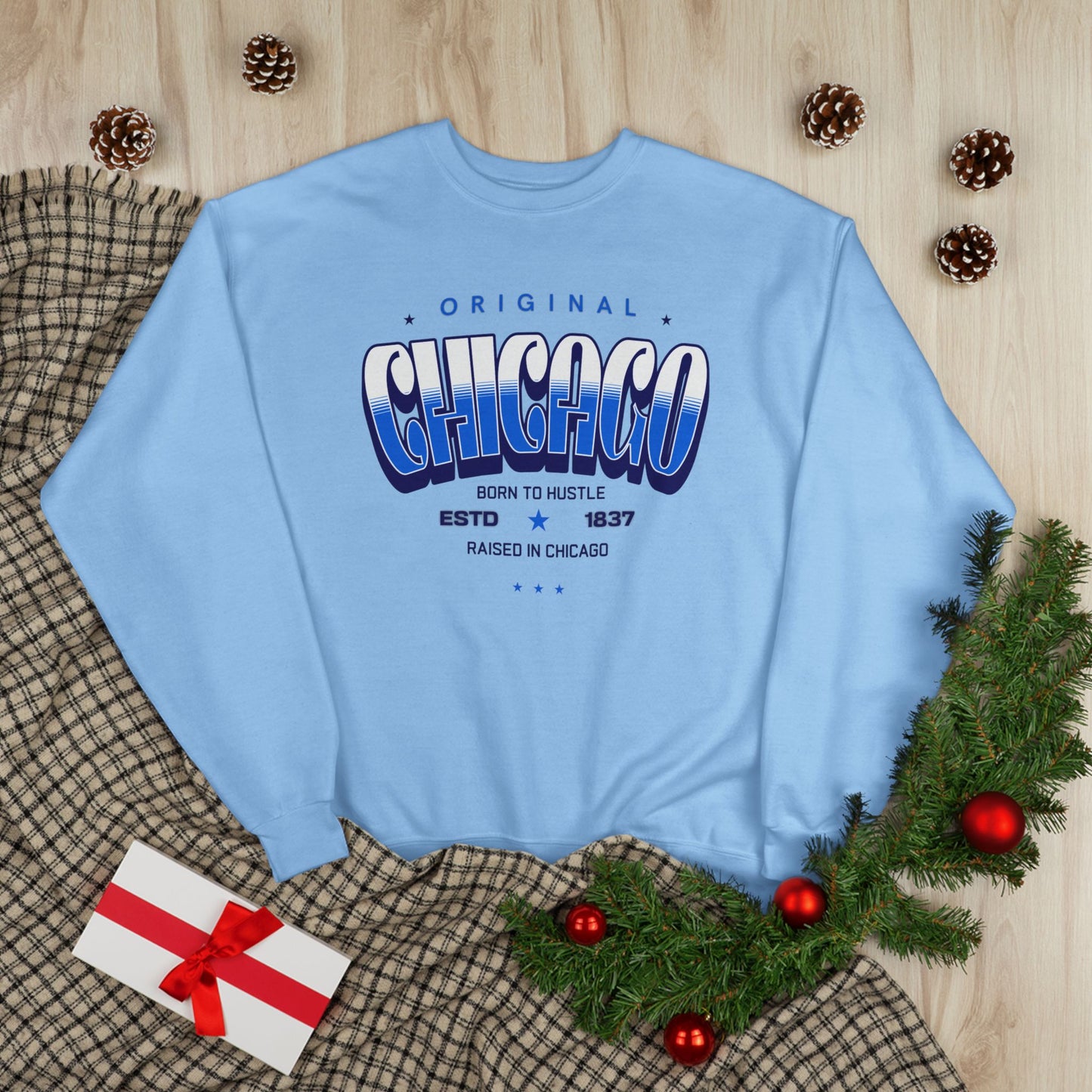 Chicago Hustle EcoSmart Crewneck Sweatshirt, Unisex Sweatshirt, Gift for Chicago Lovers, Trendy Streetwear, Casual Wear, Cozy Sweatshirt