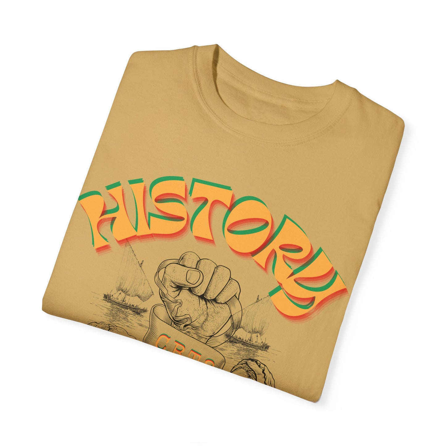"History Can't Be Erased" Unisex Garment-Dyed T-shirt, Juneteenth T-Shirts, Black History Month T-Shirts, Unisex Black History Shirts