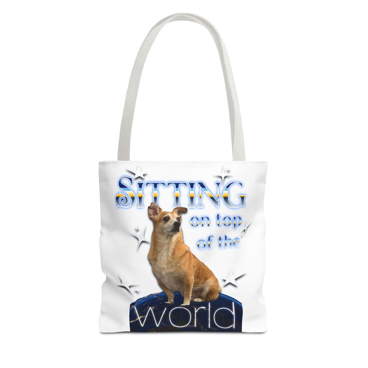 Personalized Tote Bag — "Sitting on Top of the World" Corgi Tote