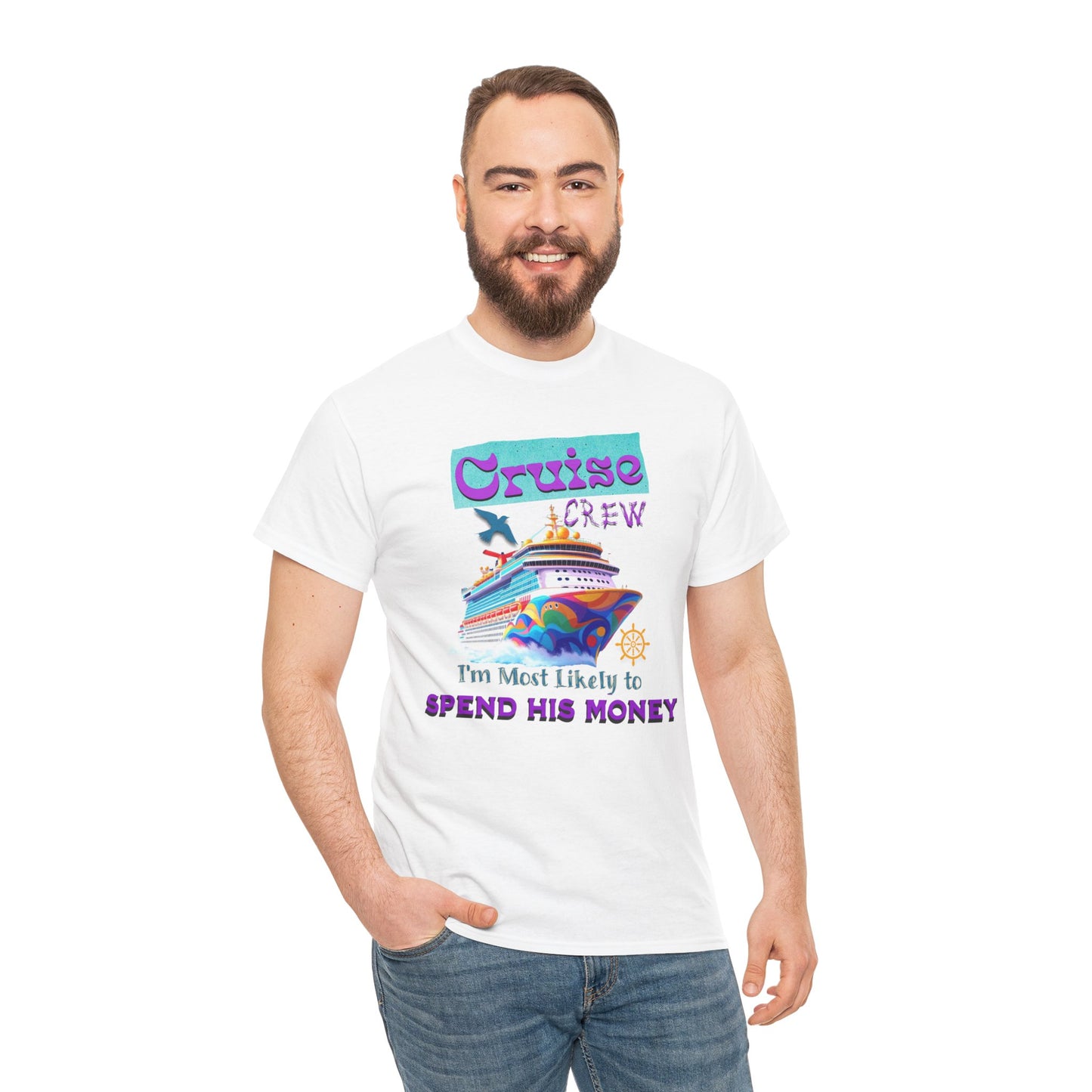 Funny Cruise Crew Tee, Vacation T-Shirt, Gift for Cruise Lovers, Vacation Humor Apparel, Travel Enthusiast Shirt, Spend His Money Tee