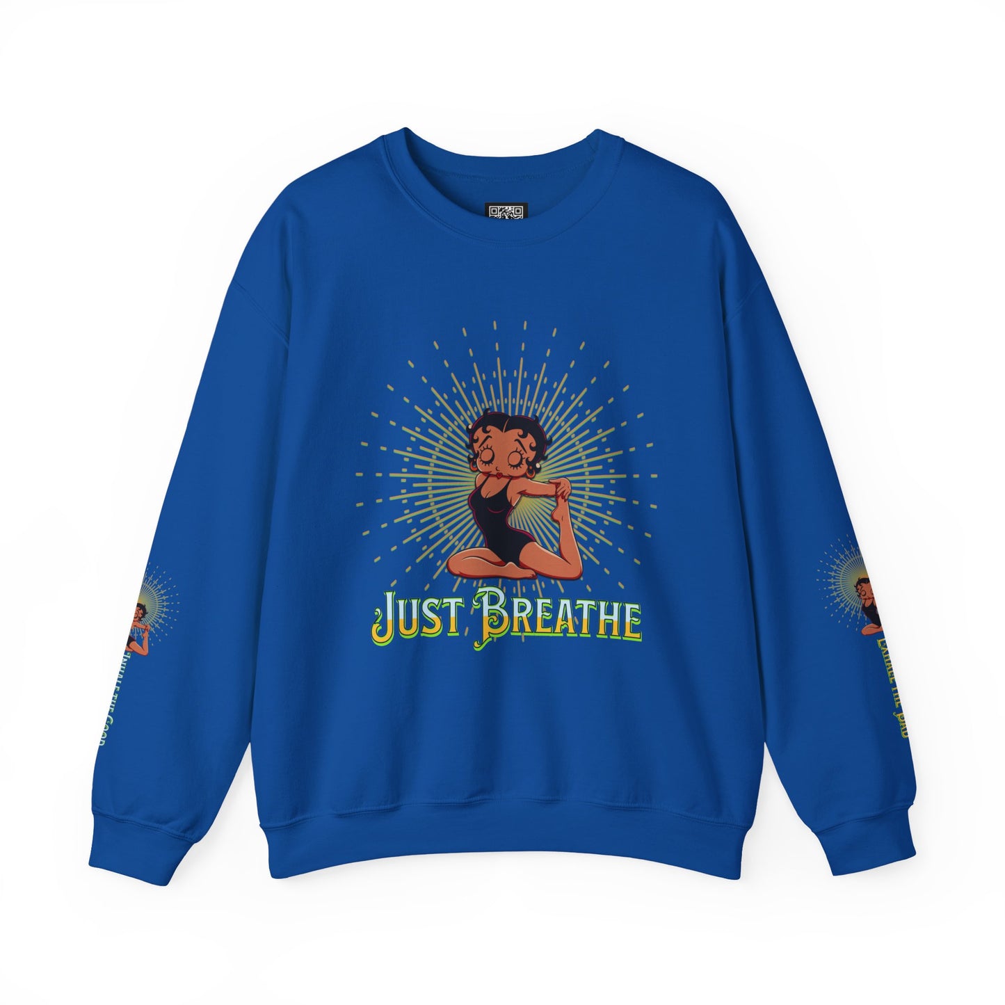 Just Breathe Crewneck Yoga Inspired Sweatshirt, Betty Boop Yoga Sweatshirt, Betty Boop Activewear Shirt,