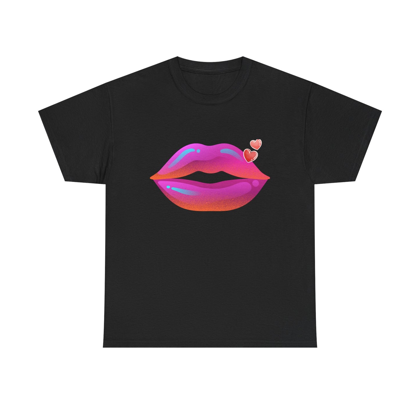 Bold Kiss Lips with Hearts Shirt, Vibrant Pop Art Lip T-Shirt, Valentine T-Shirt Gift, Lip Art Shirt, Black History T-Shirts for Women