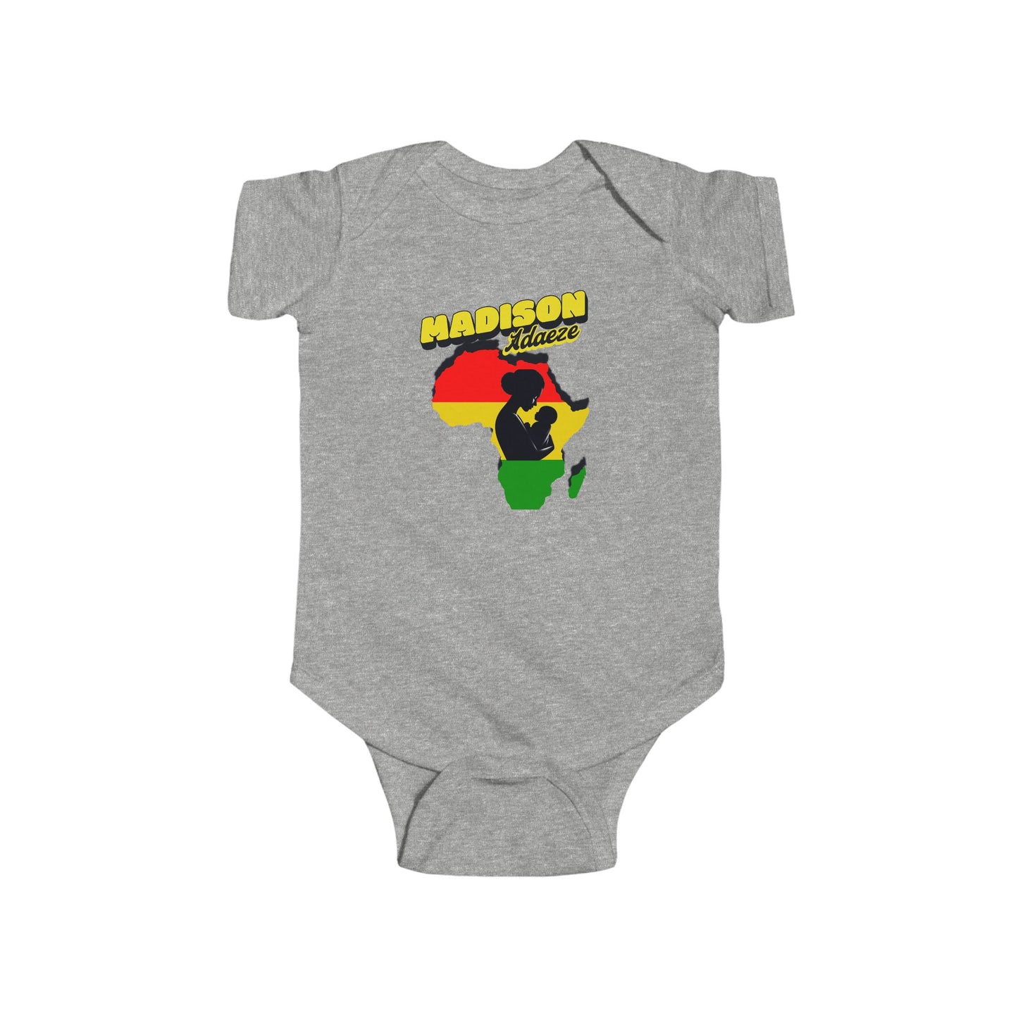 Madison African Pride Infant Bodysuit, Cute Onesie for Celebrating Heritage, Personalized Pan African Onesie, Mother Africa's Embrace