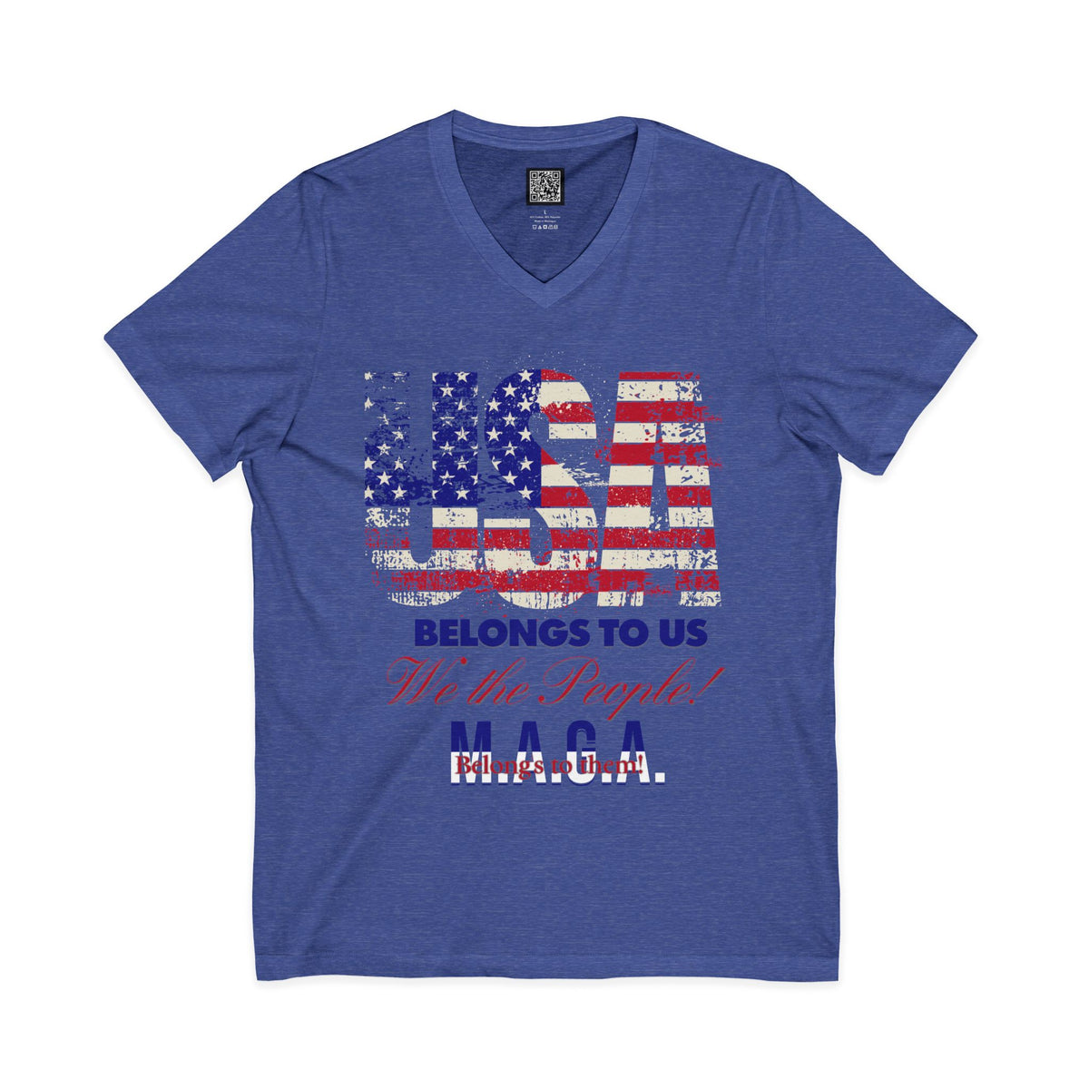No Kings Protest V-Neck Tee – USA Belongs to We the People, Hands Off Shirt, Fight Oligarchy, Anti-MAGA Tee, S–2XL