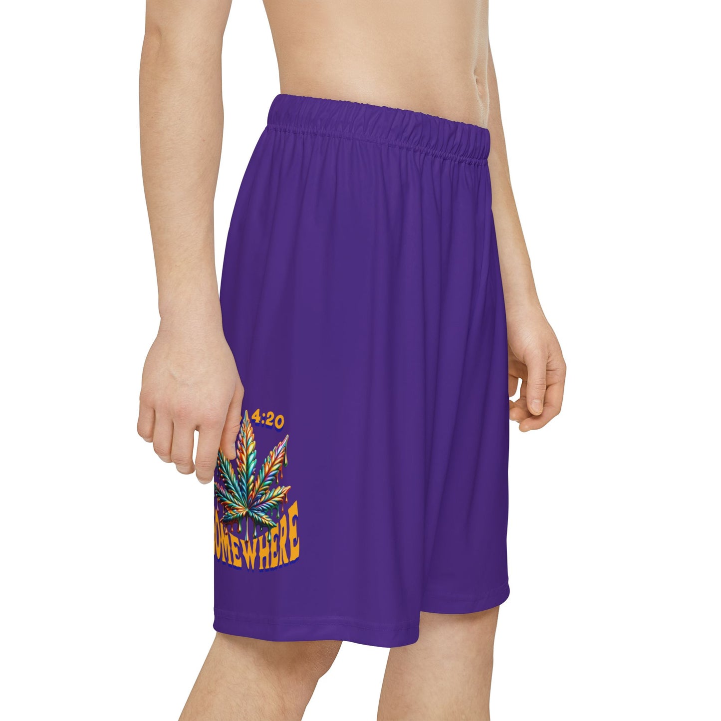 Men’s Cannabis Print Sports Shorts, Marijuana Basketball Shorts, Purple Cannabis Sports Shorts, 420 Clothing Unisex, Funny Cannabis Sports Shorts