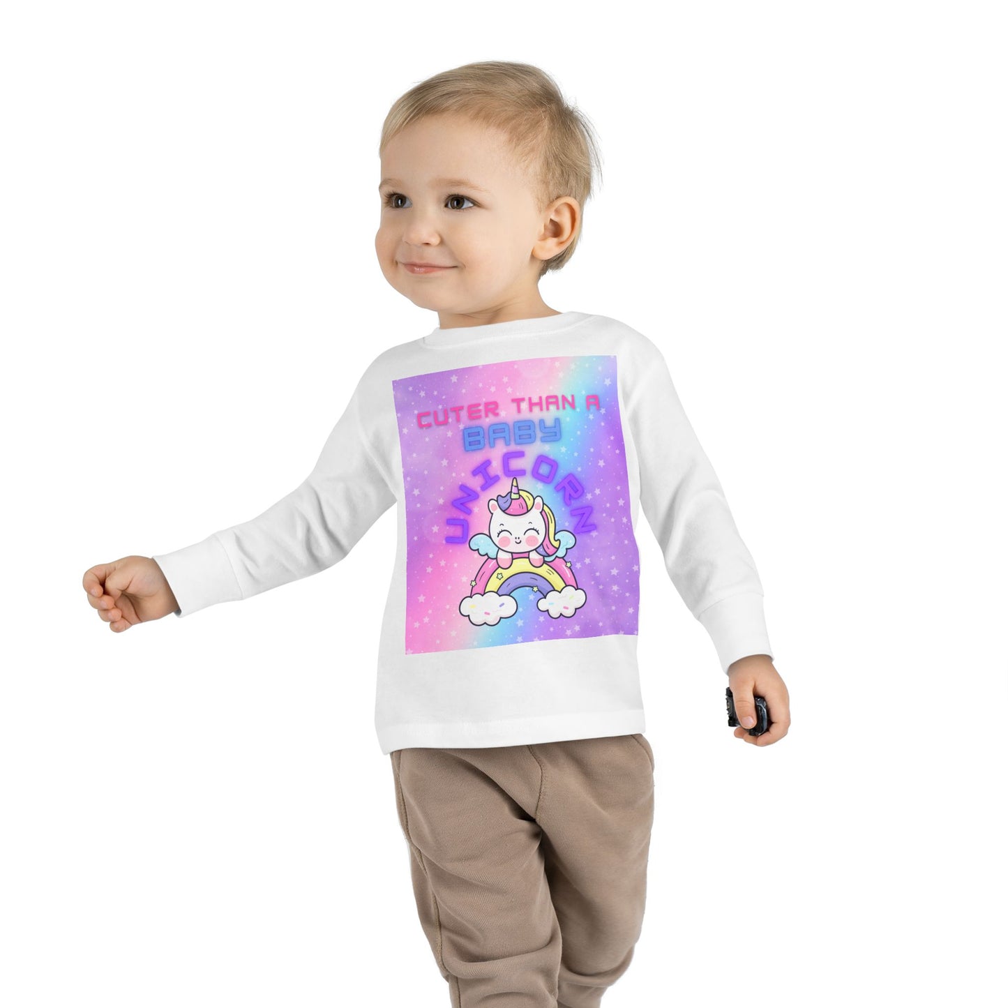Cuter Than a Unicorn Toddler Long Sleeve Tee, Cute Birthday Gifts for Toddlers,