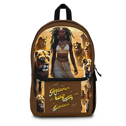 Melanin Queen Backpack - Unique Art Backpack, It's in the Gene's Eco-Friendly Backpack, Animal Design Gift, Boho Style Accessory Bag