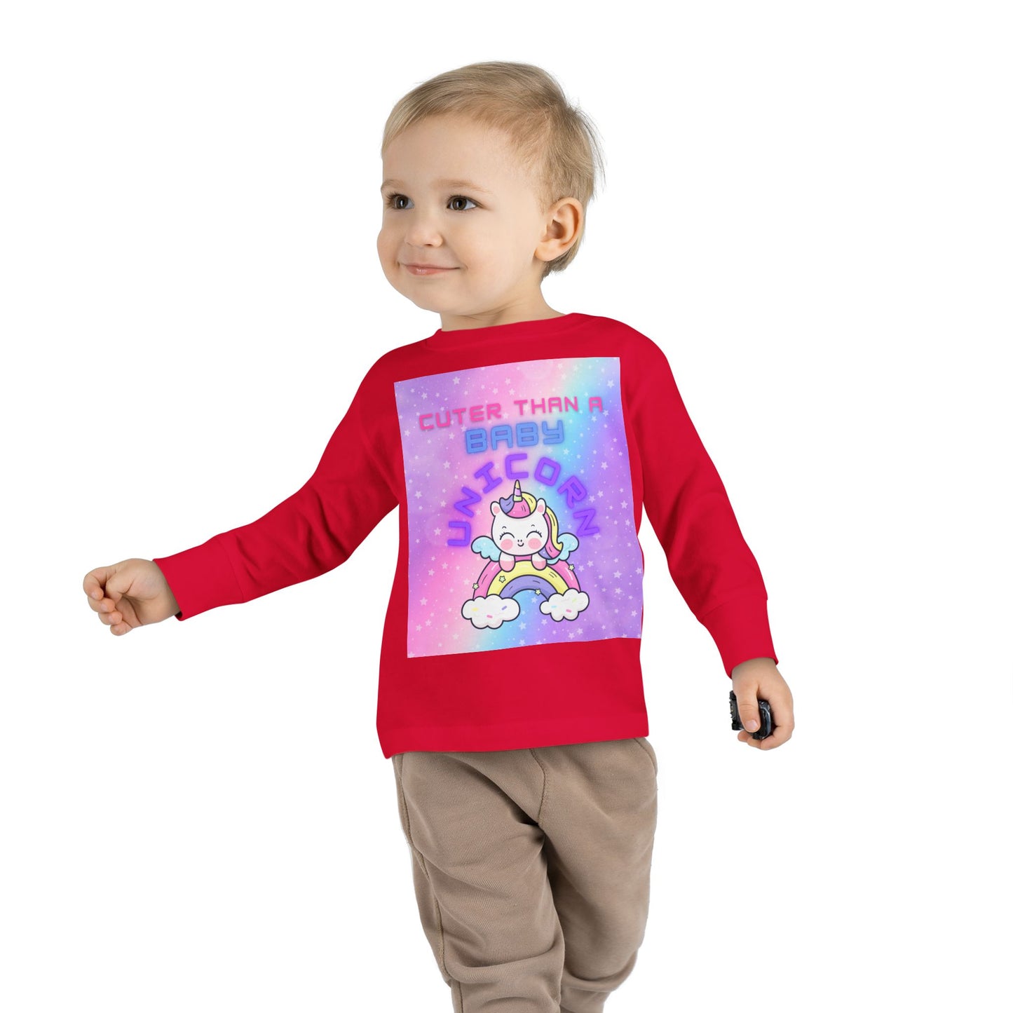Cuter Than a Unicorn Toddler Long Sleeve Tee, Cute Birthday Gifts for Toddlers,