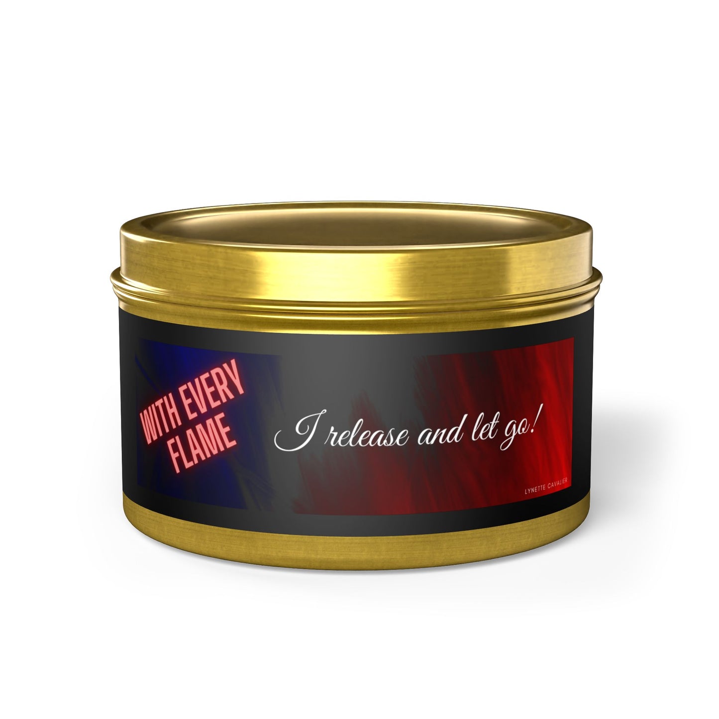 Lynette Cavalier's Tin Candles, Captivating aromas: Evergreen, Fresh Coffee, Mango Coconut, Spa Retreat, Vanilla Bean, Tin Colors: Gold, Silver, Black