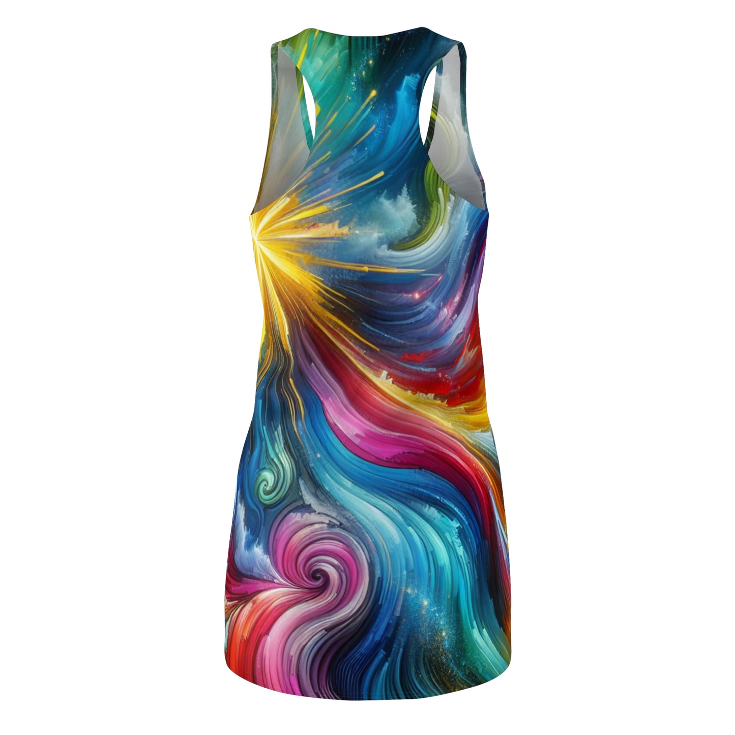 Vibrant Galaxy Racerback Dress, Summer Fashion Dress, Casual Party Outfit, Festival Wear, Colorful Beach Dress, Artistic AOP Dress