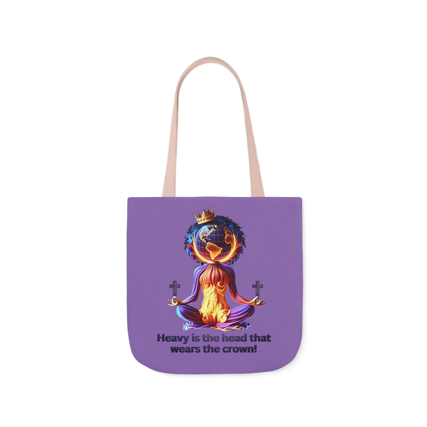 "Heavy is the Head" Canvas Tote Bag, 5-Color Straps, Purple Tote Bag for Women, Purple Inspirational Tote Bag for Women, Tote Bag Gift for Women