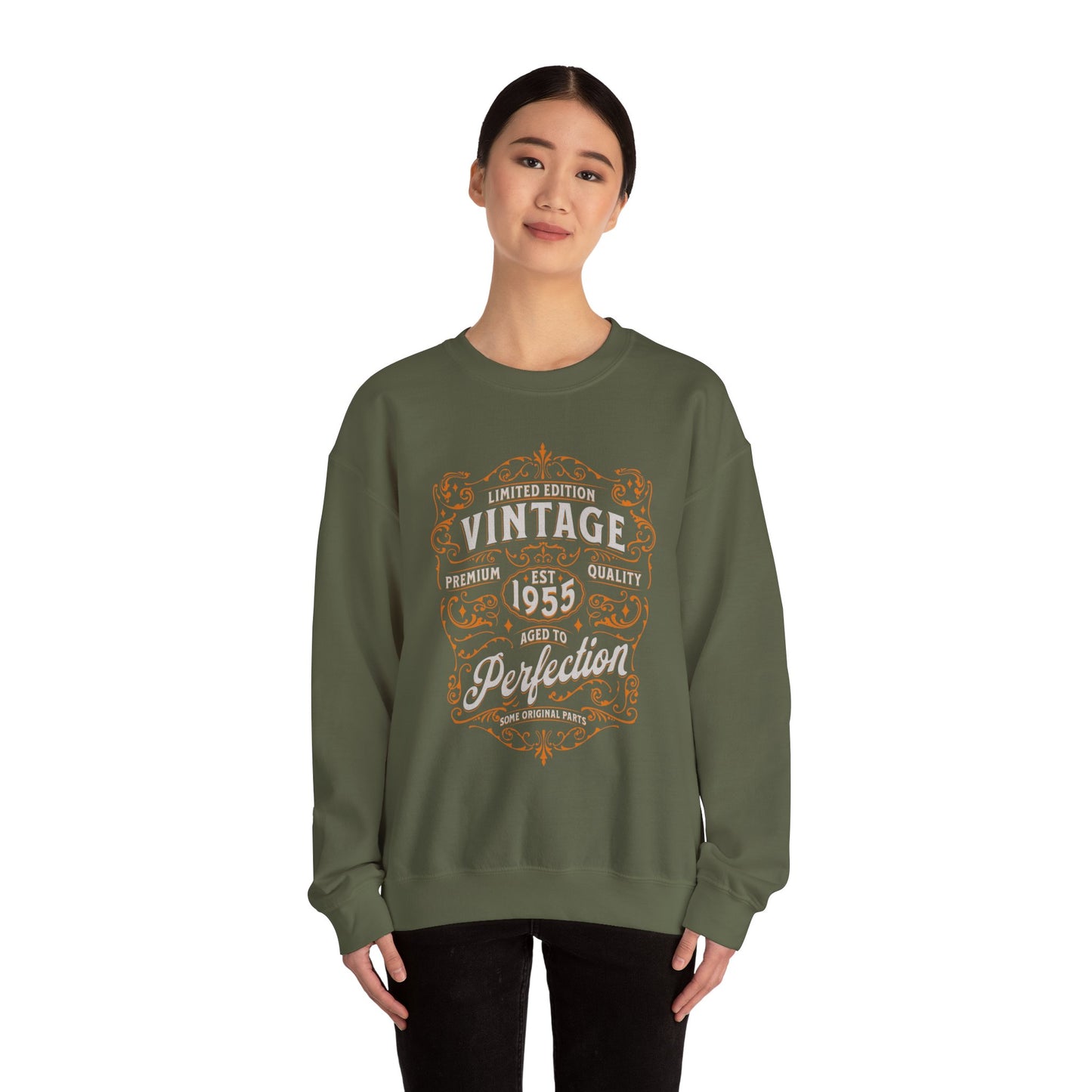 Personalized Vintage Perfection Crewneck Sweatshirt – Retro Graphic Pullover Shirt