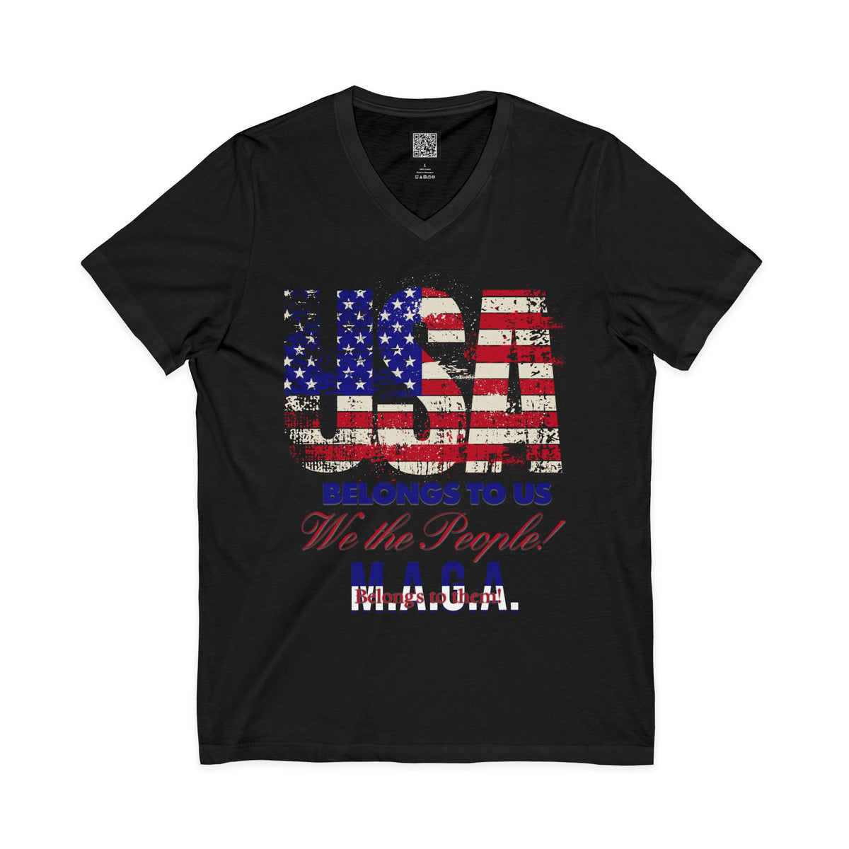 No Kings Protest V-Neck Tee – USA Belongs to We the People, Hands Off Shirt, Fight Oligarchy, Anti-MAGA Tee, S–2XL