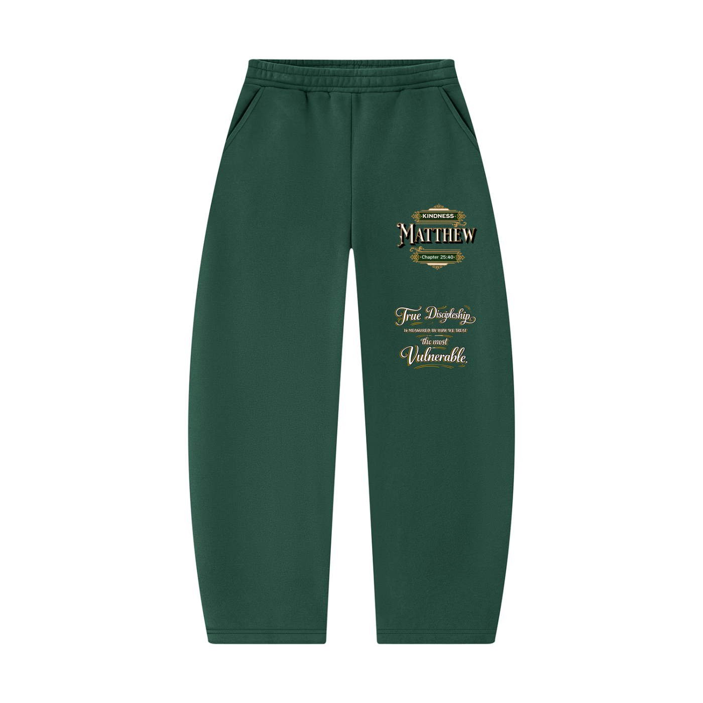 Kindness Matthew 25:40 – Unisex Barrel Leg Graphic Sweatpants
