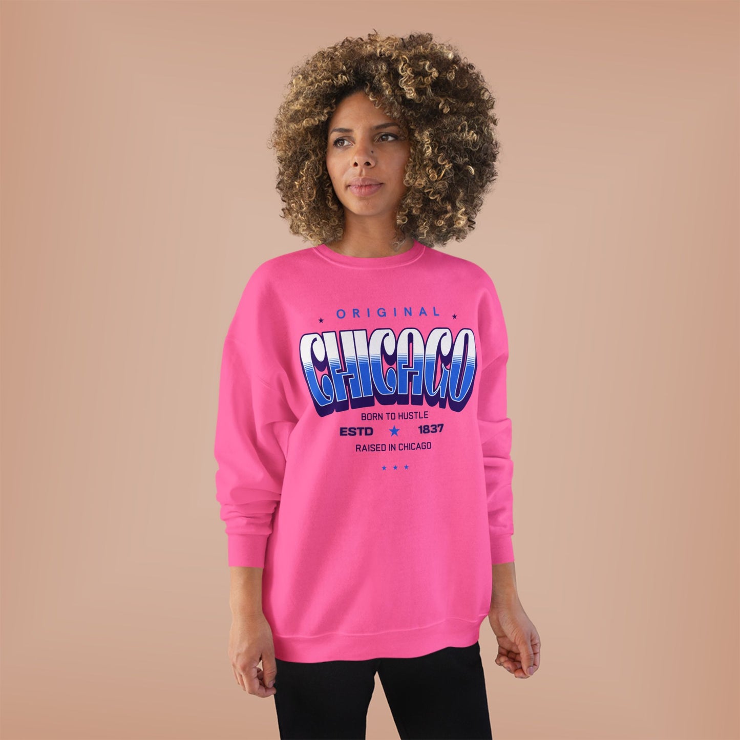 Chicago Hustle EcoSmart Crewneck Sweatshirt, Unisex Sweatshirt, Gift for Chicago Lovers, Trendy Streetwear, Casual Wear, Cozy Sweatshirt