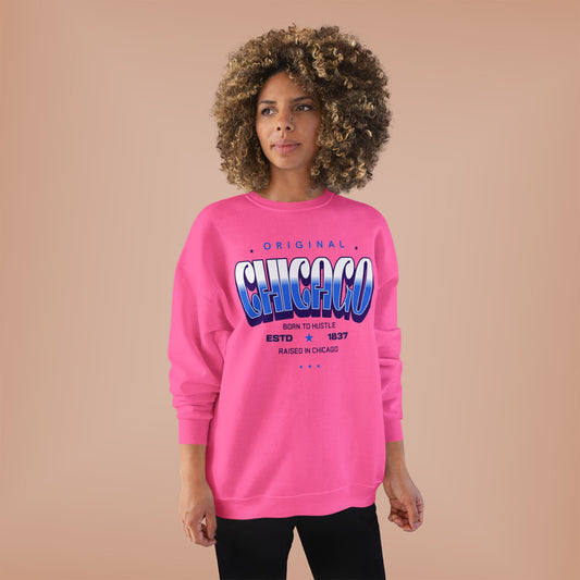 Chicago Hustle EcoSmart Crewneck Sweatshirt, Unisex Sweatshirt, Gift for Chicago Lovers, Trendy Streetwear, Casual Wear, Cozy Sweatshirt