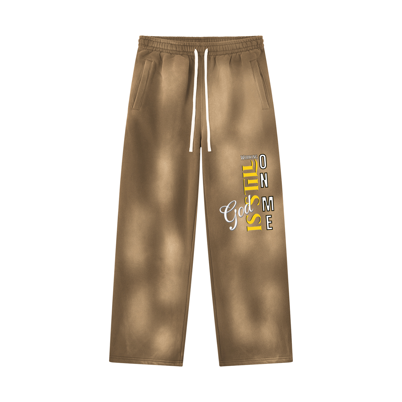 Unisex God's Working on Me Sunfade Wide Leg Fleece Sweatpants – Vintage Washed