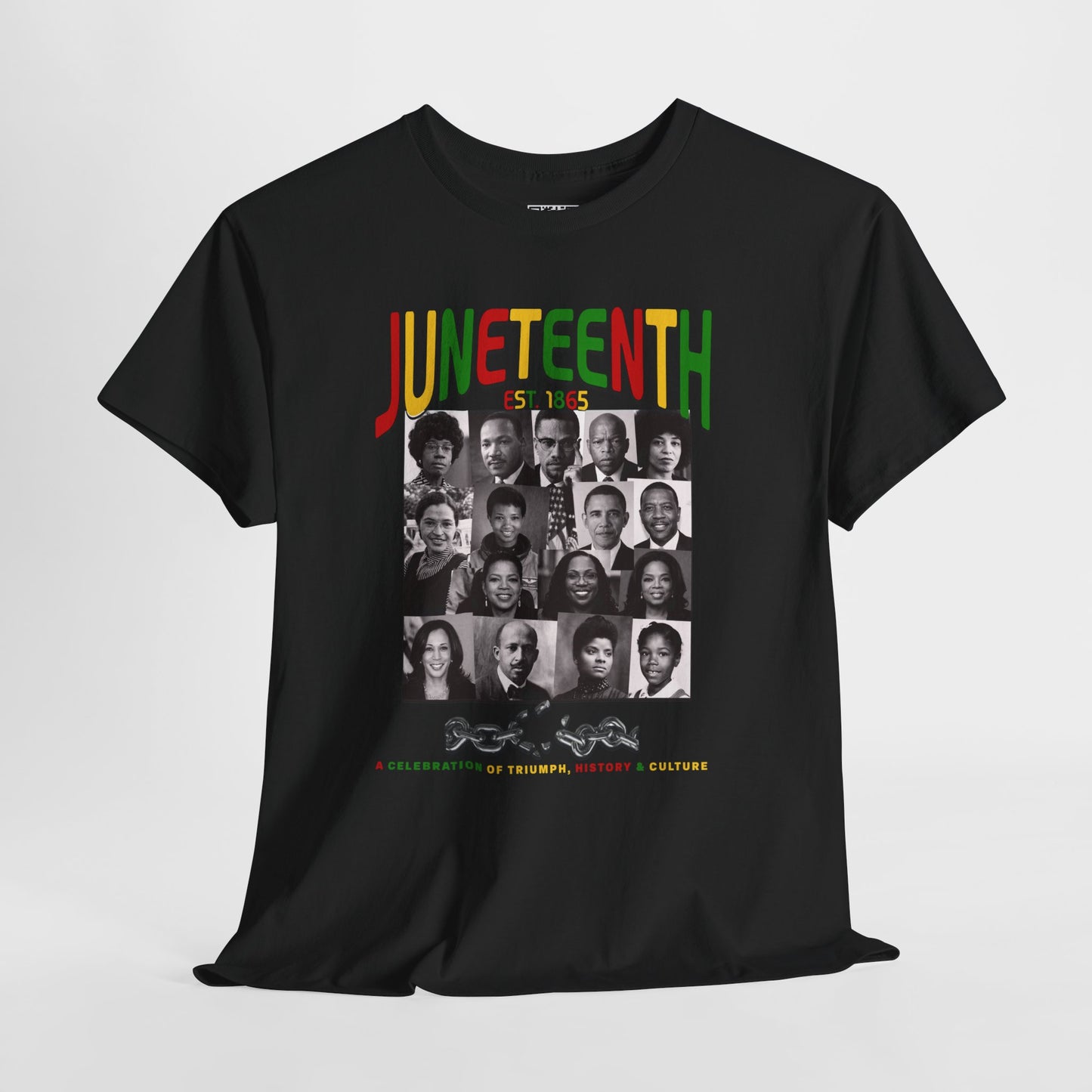 Juneteenth Celebration T-Shirt – "Let Freedom Ring" Colorful Chain Design (Est. 1865)