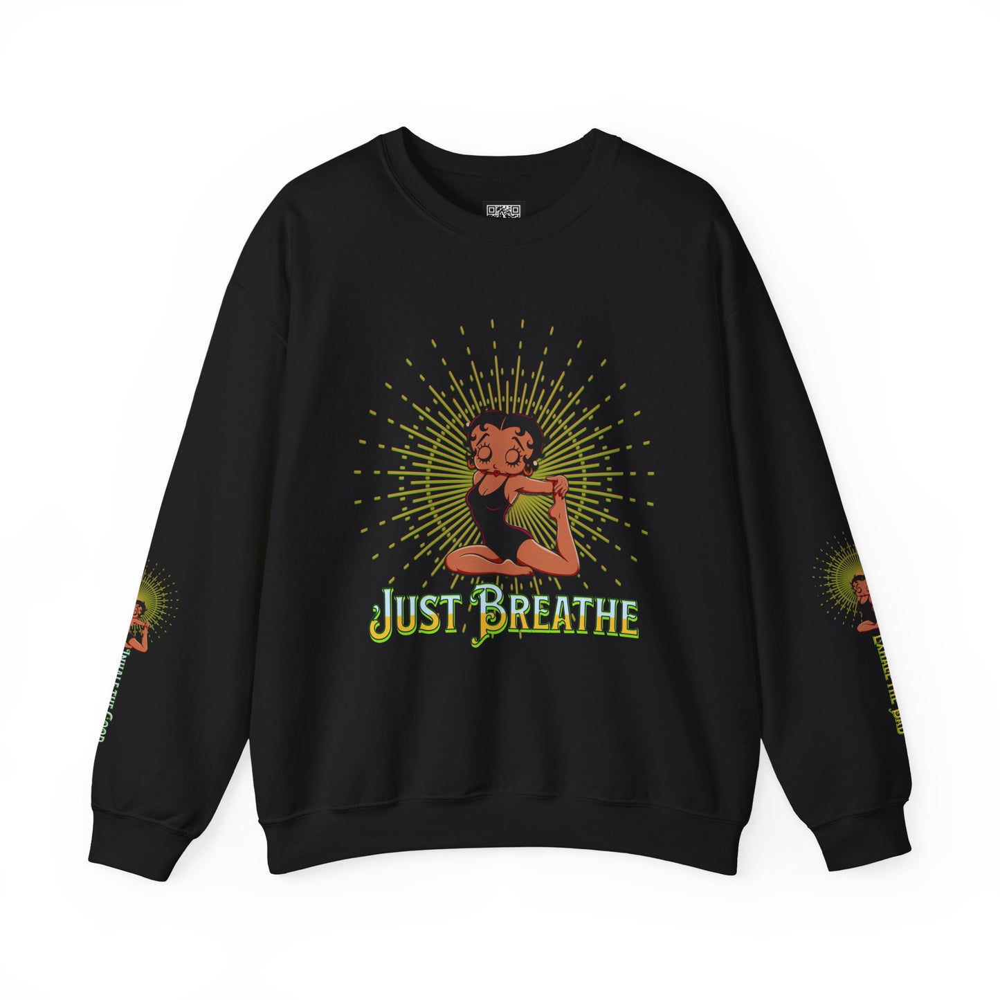Just Breathe Crewneck Yoga Inspired Sweatshirt, Betty Boop Yoga Sweatshirt, Betty Boop Activewear Shirt,