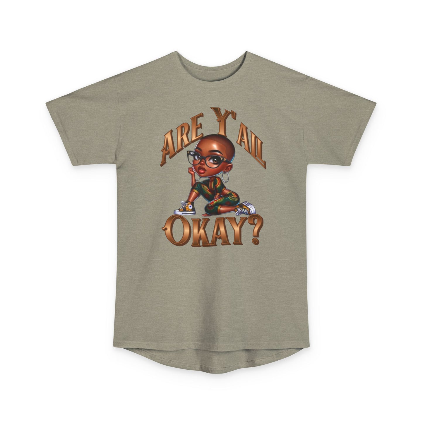 Long Body Tee — 'Are Y’all Okay?' Urban Cartoon Graphic