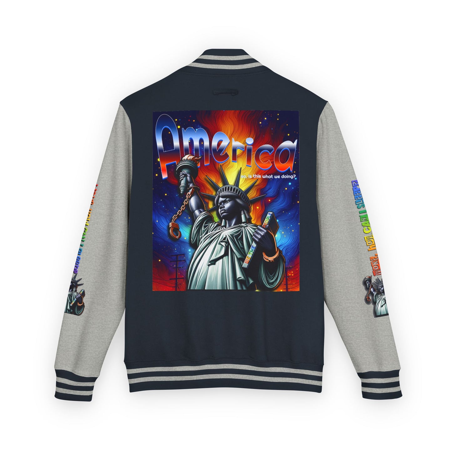 Letterman Jacket — 'America' Statue of Liberty Retro Graphic