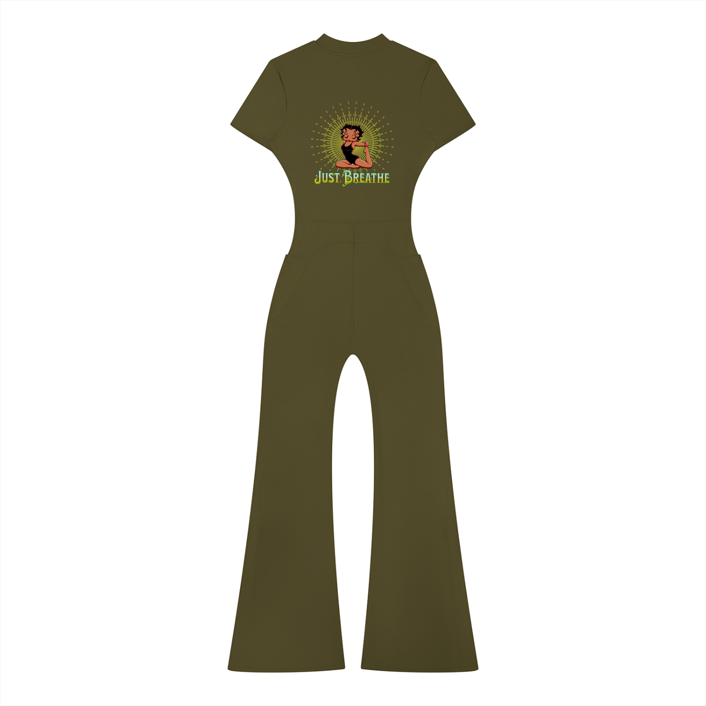 Women's Flared Leg Quarter-Zip Jumpsuit – Short Sleeve Bodycon Maxi Jumpsuit for Casual, Sport & Holiday Wear