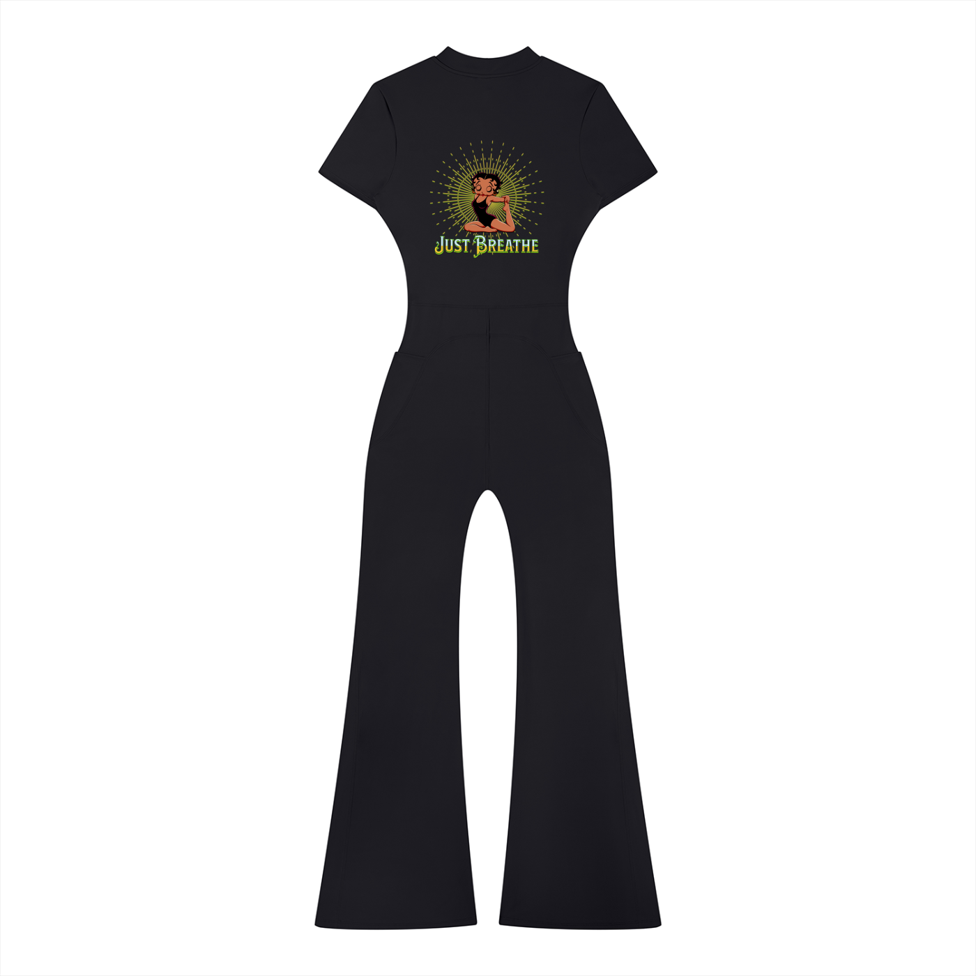 Women's Flared Leg Quarter-Zip Jumpsuit – Short Sleeve Bodycon Maxi Jumpsuit for Casual, Sport & Holiday Wear