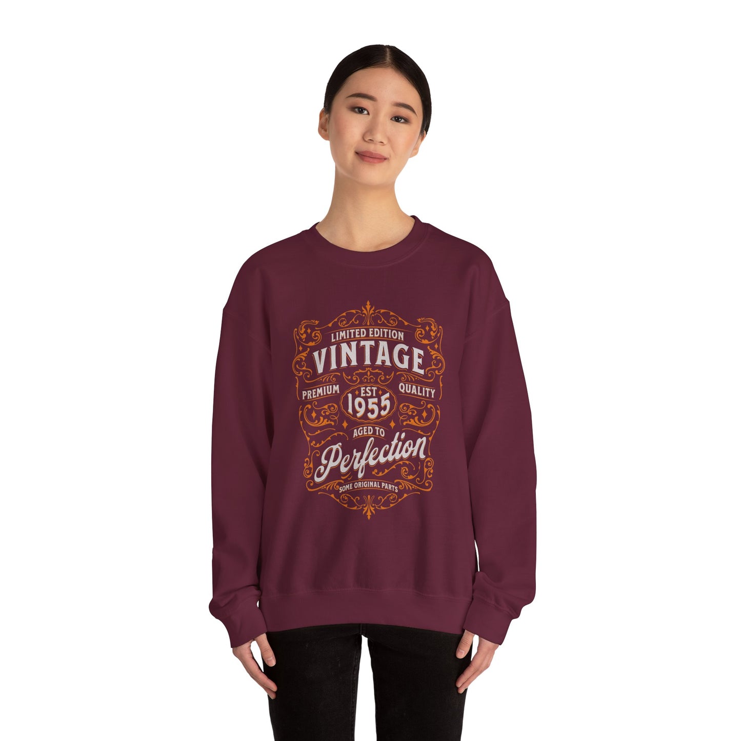 Personalized Vintage Perfection Crewneck Sweatshirt – Retro Graphic Pullover Shirt