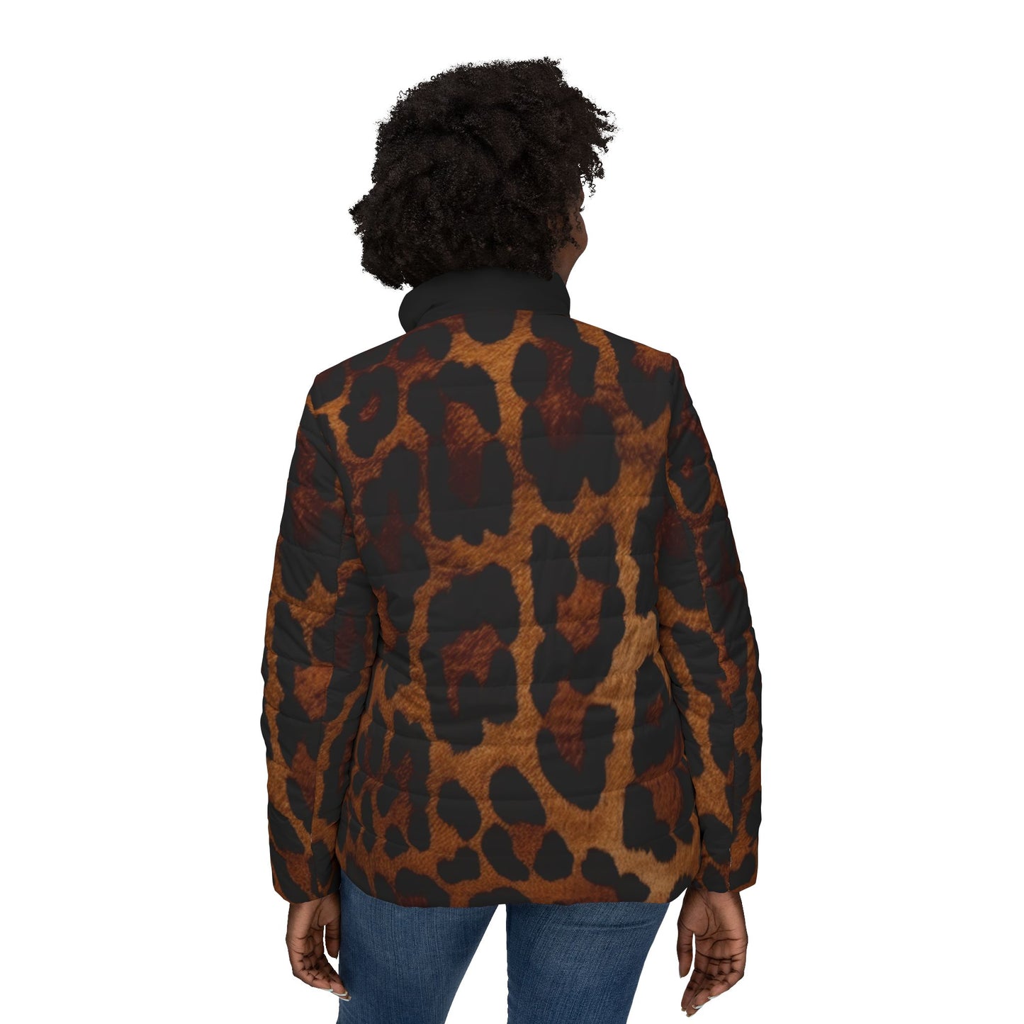 Wild & Cozy Women's Puffer Jacket, Animal Print Outerwear, Fashionable Winter Layer, Perfect Gift for Her, Casual Chic Style