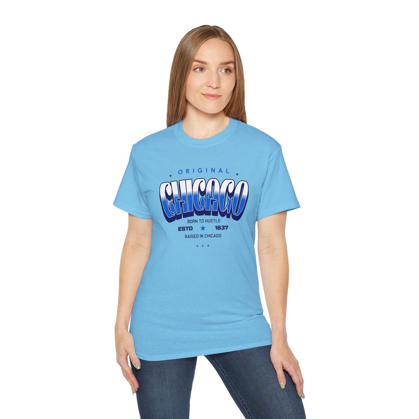 Chicago Hustle Graphic Tee, Streetwear T-Shirt, Gift for Travelers, Chicago Souvenir, Unisex Chicago T-Shirts Casual Wear. Chi-Town Tees