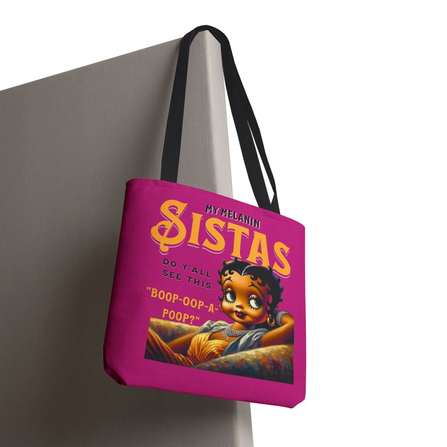 Black Betty Boop Tote Bag, 92 Percent Women Tote Bag, Cute Betty Boop Gift, Pink Betty Boop Tote Bag, Humorous Betty Boop Bag