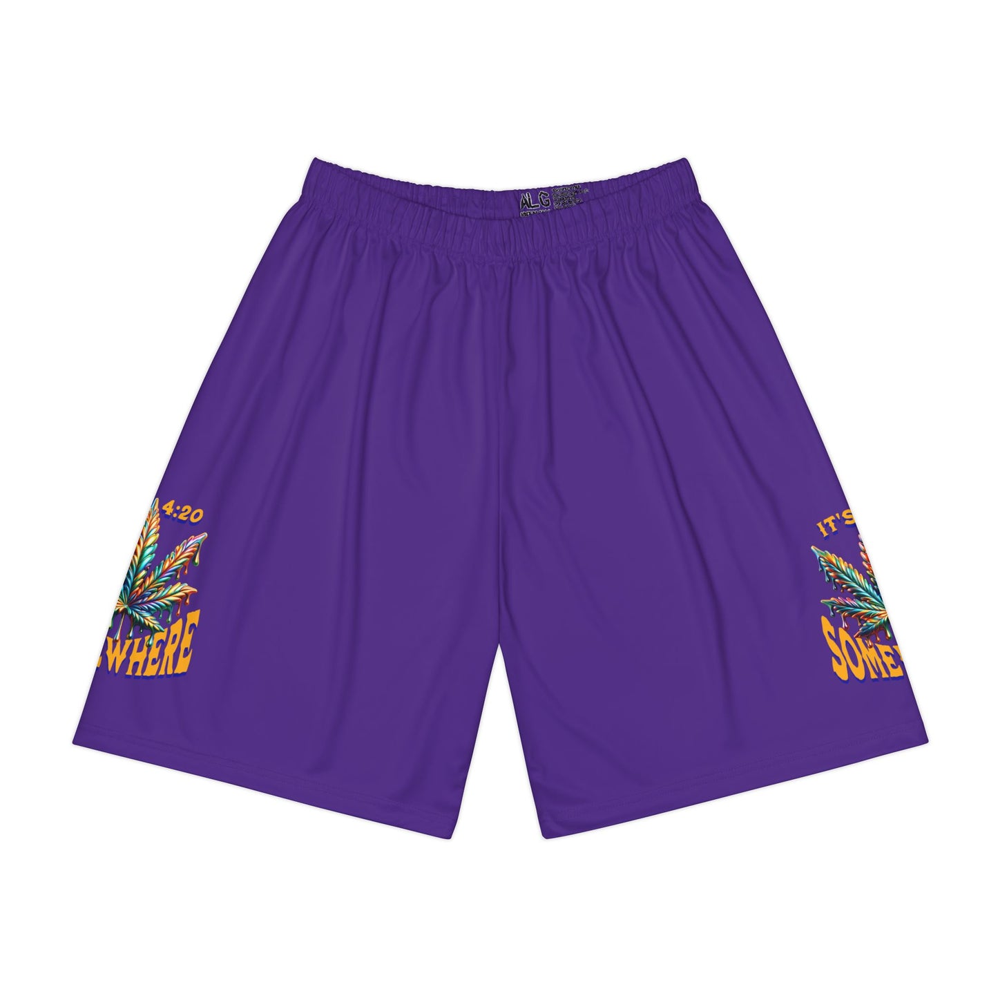 Men’s Cannabis Print Sports Shorts, Marijuana Basketball Shorts, Purple Cannabis Sports Shorts, 420 Clothing Unisex, Funny Cannabis Sports Shorts