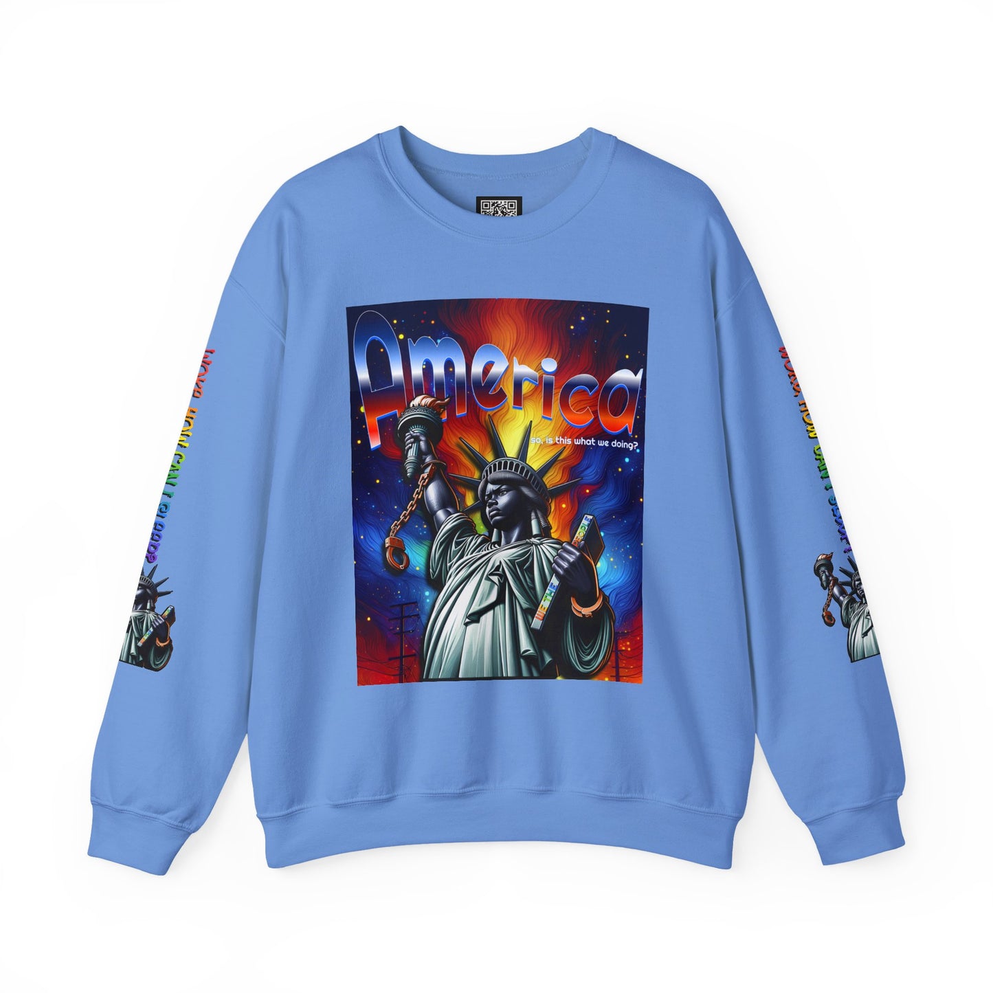 America Graphic Crewneck Sweatshirt - Juneteenth Unisex Heavy Blend™ - Casual Activist Fashion, No Kings Protest Shirt, Hands Off Protest Tee