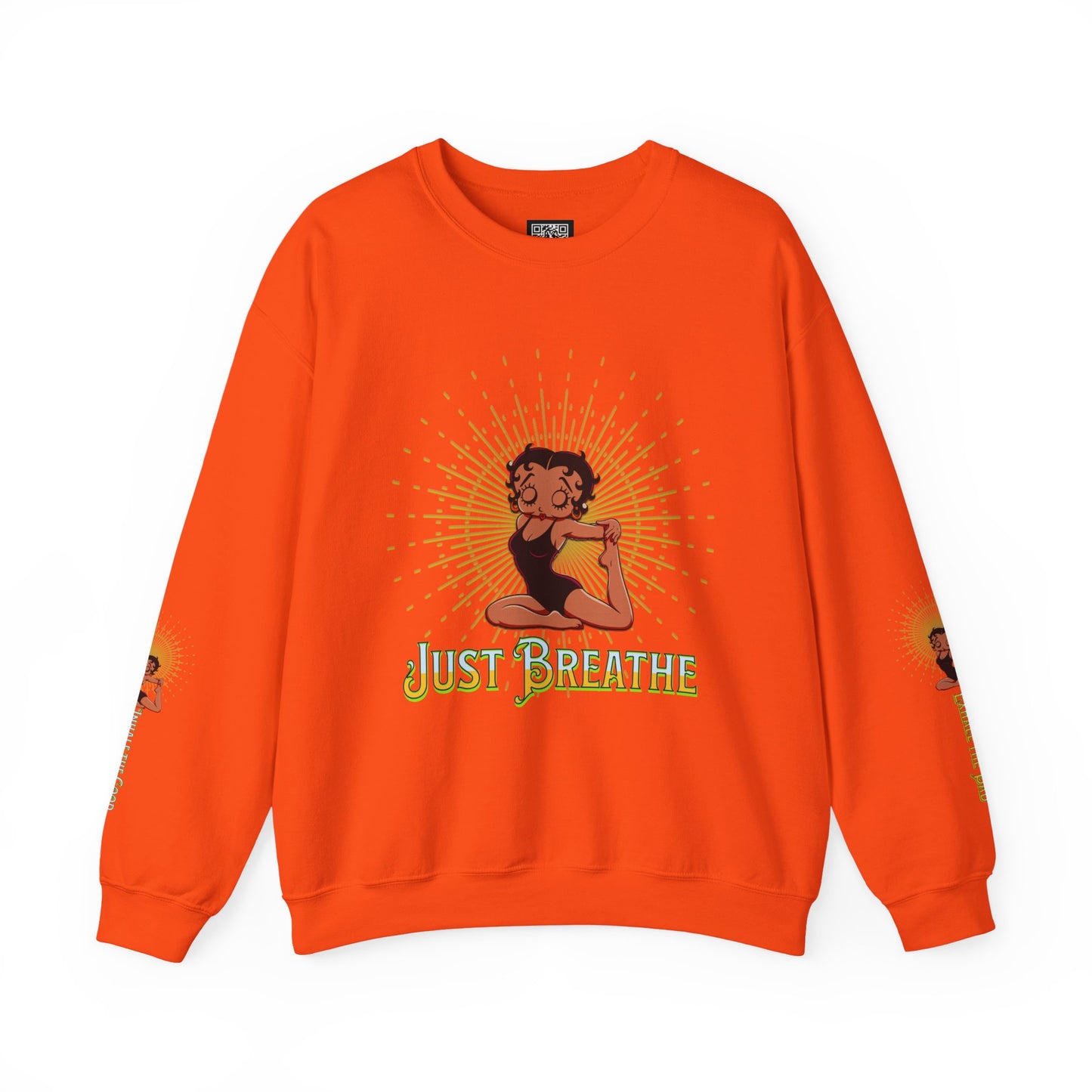 Just Breathe Crewneck Yoga Inspired Sweatshirt, Betty Boop Yoga Sweatshirt, Betty Boop Activewear Shirt,