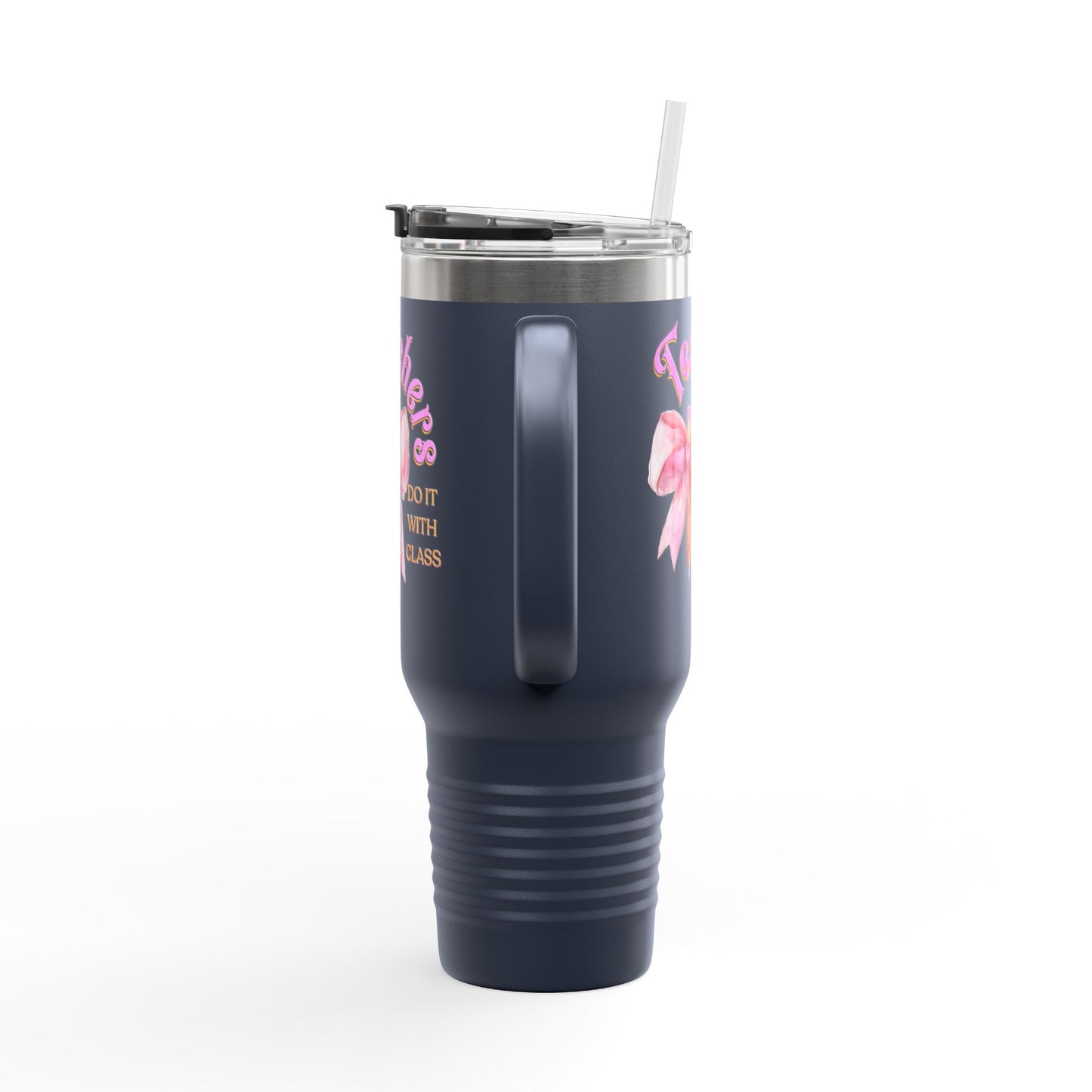 Stylish Insulated Travel Mug for Teachers, Cute 40oz Coquette Teacher Tumbler, Gifts for Educators, Coffee Lover Travel Cup, Back to School Mug Gift