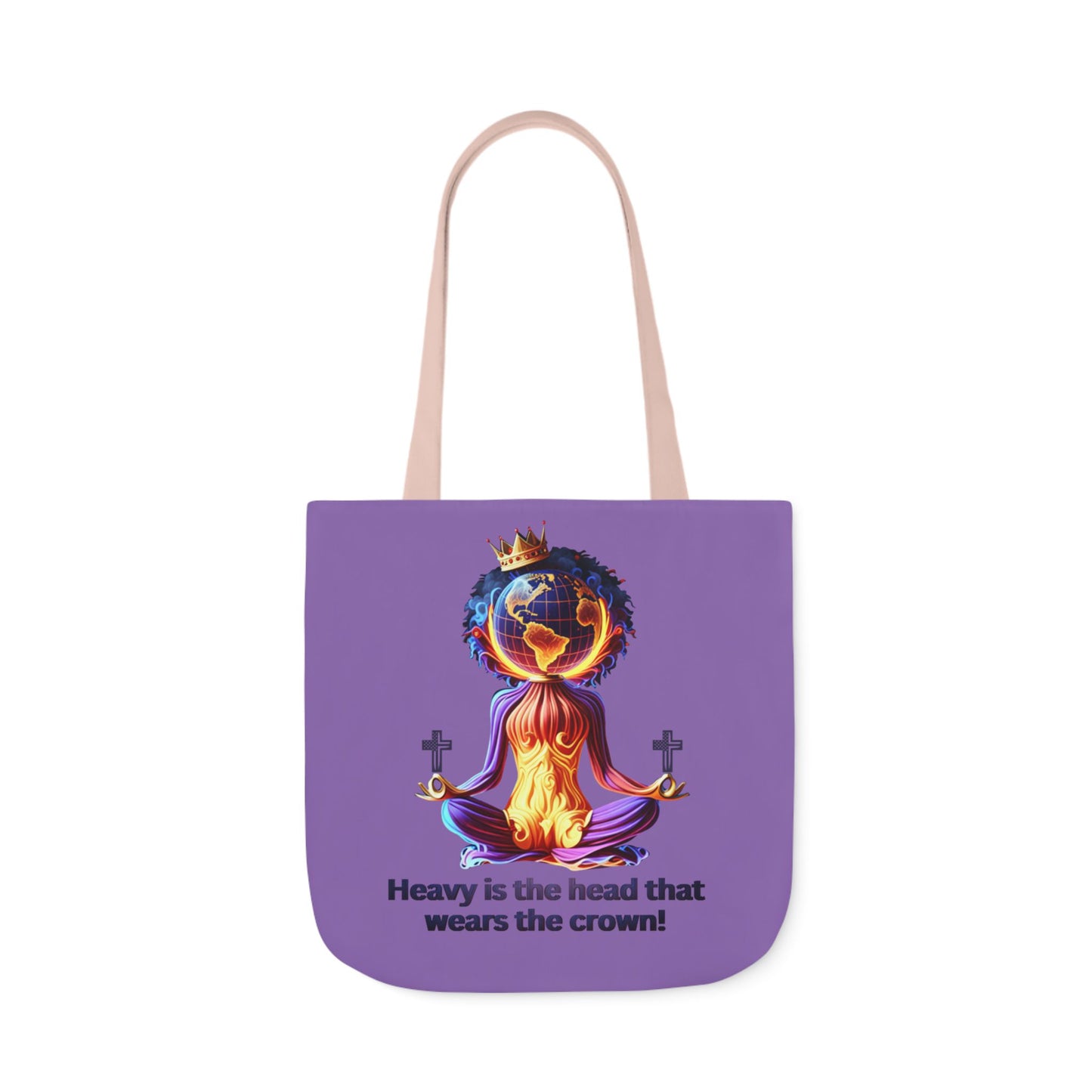 "Heavy is the Head" Canvas Tote Bag, 5-Color Straps, Purple Tote Bag for Women, Purple Inspirational Tote Bag for Women, Tote Bag Gift for Women