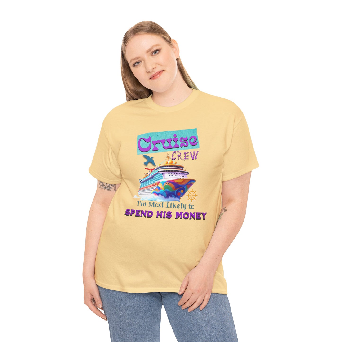 Funny Cruise Crew Tee, Vacation T-Shirt, Gift for Cruise Lovers, Vacation Humor Apparel, Travel Enthusiast Shirt, Spend His Money Tee