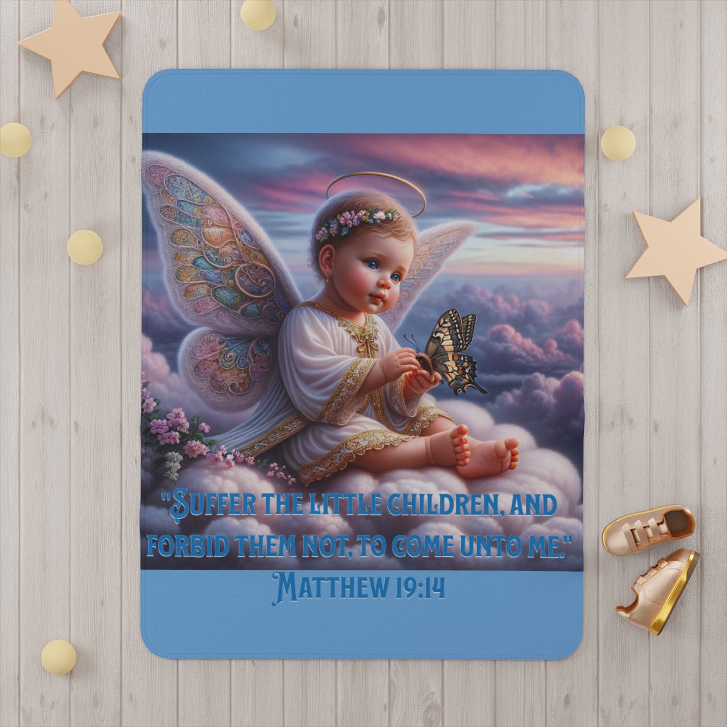 Angel Wings Soft Fleece Baby Blanket - Perfect for Newborns and Baby Shower Gift Giving, Blanket for Boy and Girls, Blue Baby Angel Blankets