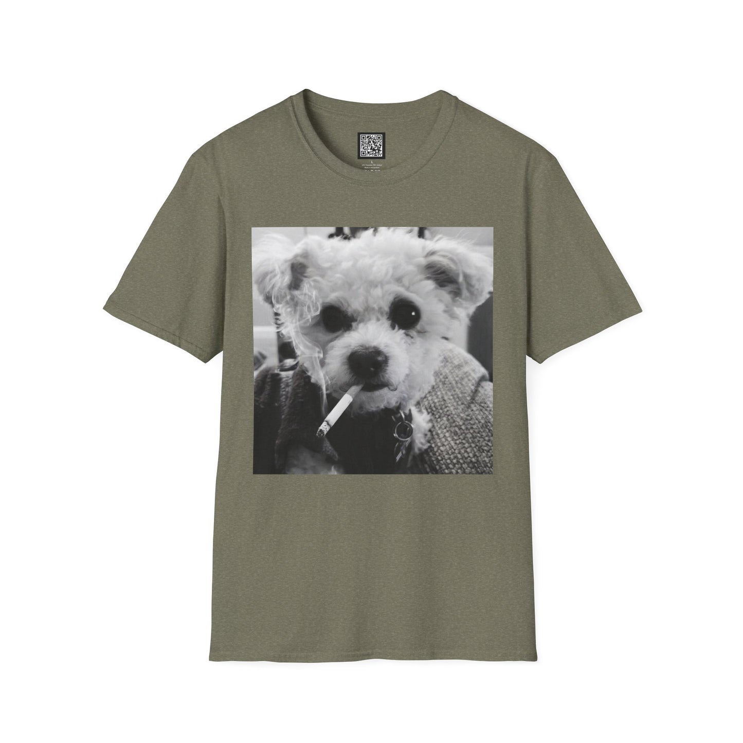 Personalized Smoking Puppy Photo T-Shirt — Retro Black & White Cute Dog Graphic Tee