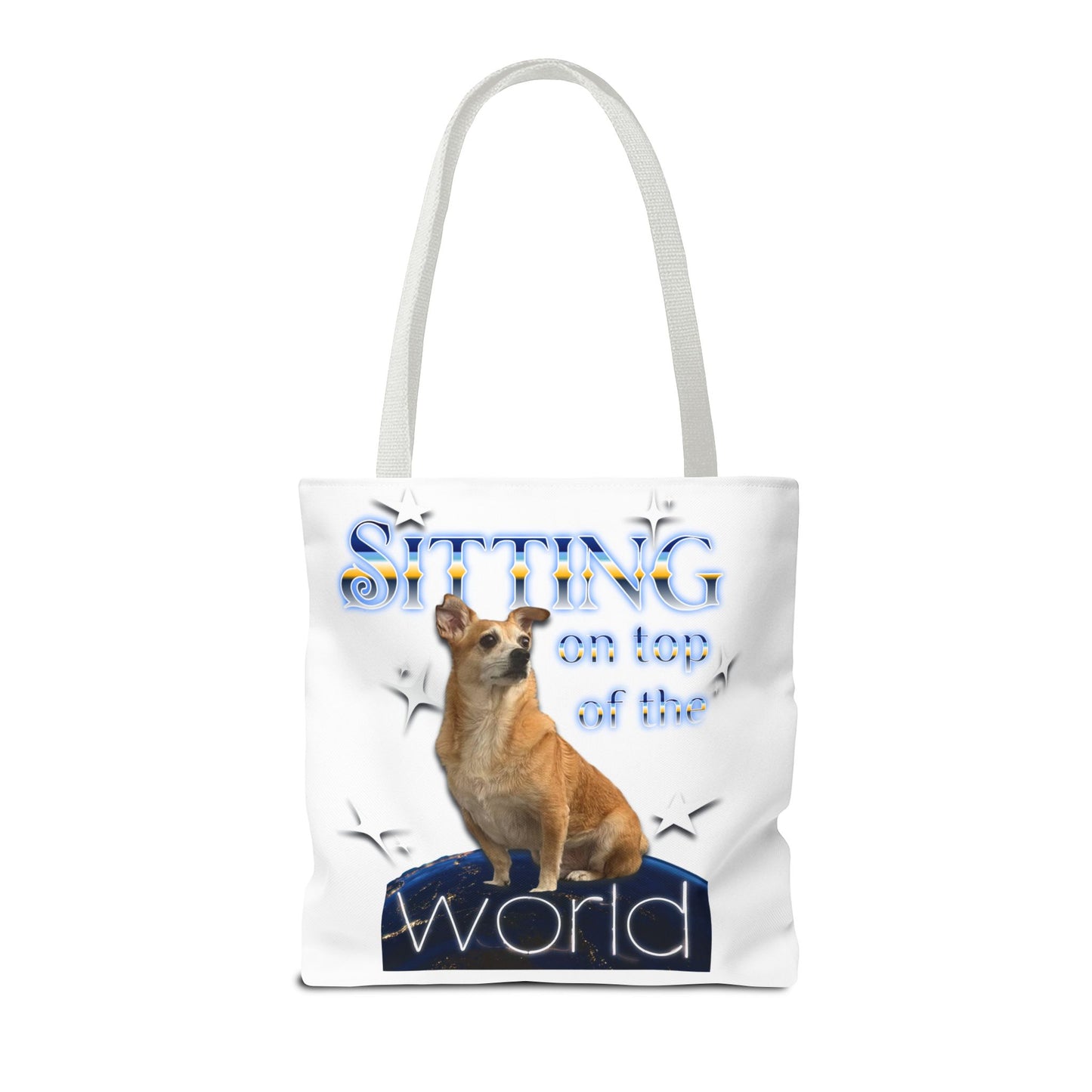 Personalized Tote Bag — "Sitting on Top of the World" Corgi Tote